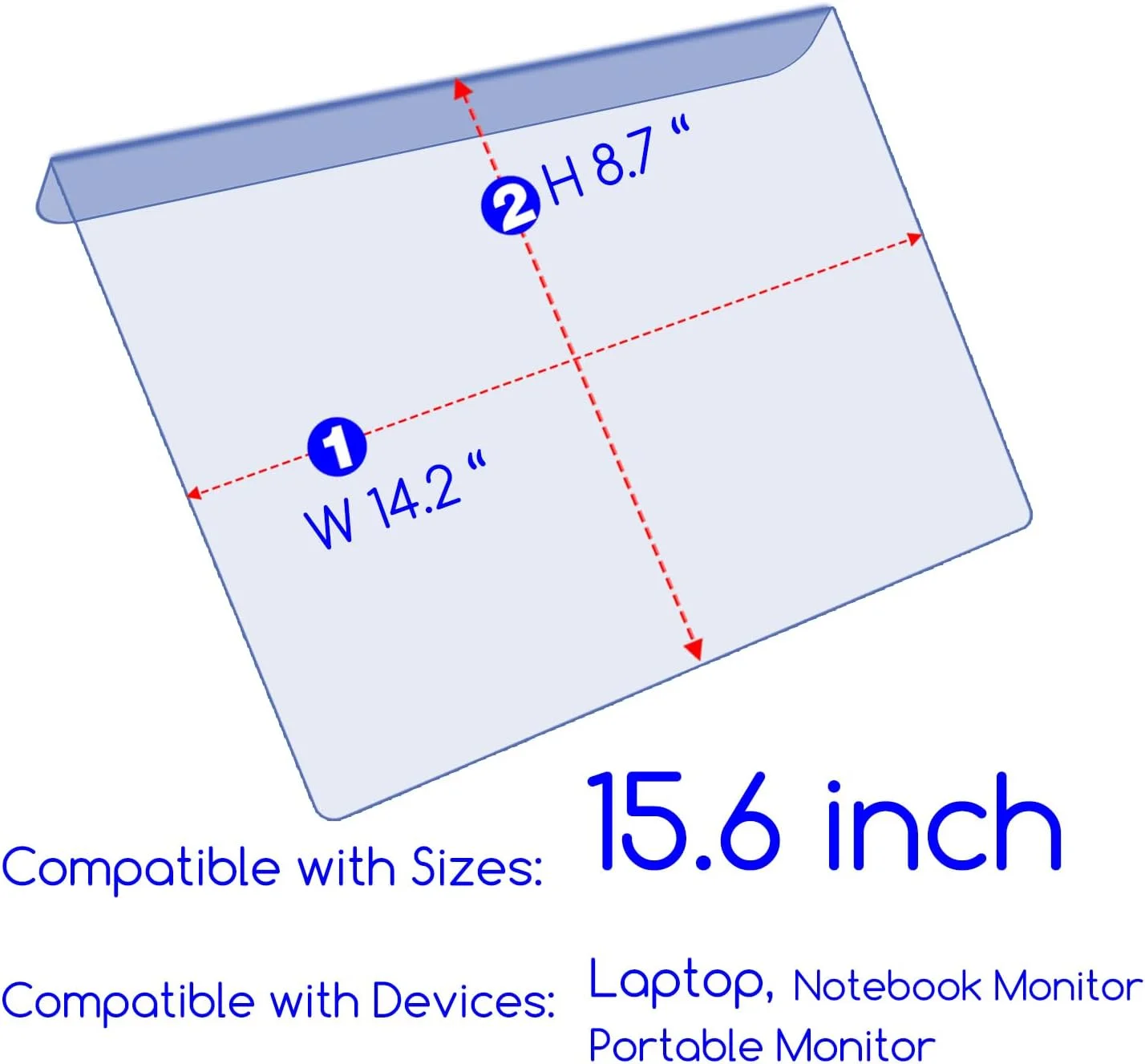 محافظ صفحه نمایش ضد نور آبی برای لپ تاپ، نوت بوک، مانیتور و نمایشگرهای قابل حمل 14-15.6 اینچی - محافظت از چشم در برابر اشعه ماوراء بنفش - نوع آویز قاب لپ تاپ عریض (عرض 14.2 اینچ در ارتفاع 8.6 اینچ)