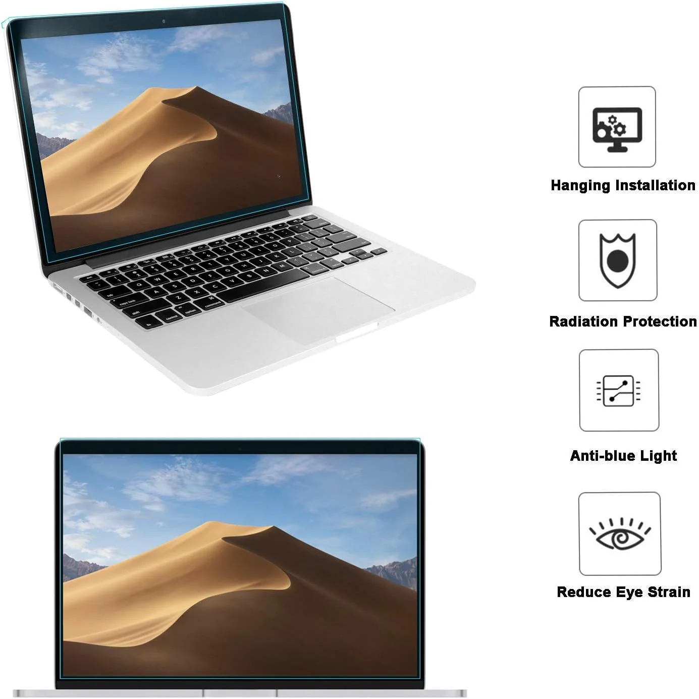 محافظ صفحه نمایش مسدود کننده نور آبی لپ تاپ MOSISO سایز ۱۳-۱۳.۵ اینچ، فیلم فیلتر محافظ چشم ضد اشعه ماوراء بنفش برای صفحه نمایش عریض ۱۶:۹ نوت بوک LED مورب ۱۳، ۱۳.۳، ۱۳.۵ اینچ (۳۰.۲ x ۱۹.۹ سانتی متر)