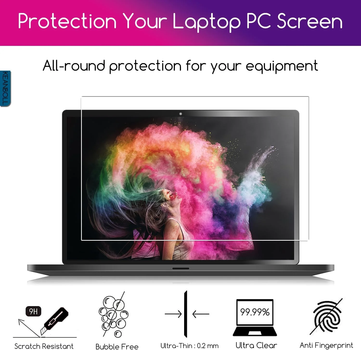 محافظ صفحه نمایش شیشه ای حرارت دیده 9H [بسته 2 عددی] KEANBOLL برای لپ تاپ 2 در 1 HP OmniBook Ultra Flip 14 اینچی (مدل های 2024: fh0000) | ضد خش، نصب بدون حباب، Ultra HD