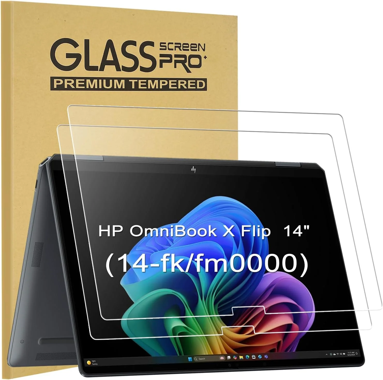 محافظ صفحه نمایش شیشه ای حرارت دیده 9H KEANBOLL [بسته 2 عددی] برای لپ تاپ لمسی 2 در 1 HP OmniBook X Flip x360 14 اینچی (مدل های 2025 14-fk/fm0000) | ضد خش، نصب بدون حباب