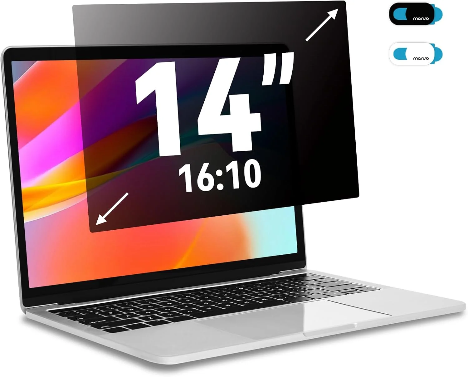 محافظ صفحه نمایش حریم خصوصی لپ تاپ 14 اینچی MOSISO، ضد تابش نور و ضد دید زدن، سازگار با لپ تاپ های 14 اینچی Macbook Pro/HP/Lenovo/Dell/Acer/ASUS با نسبت تصویر 16:10