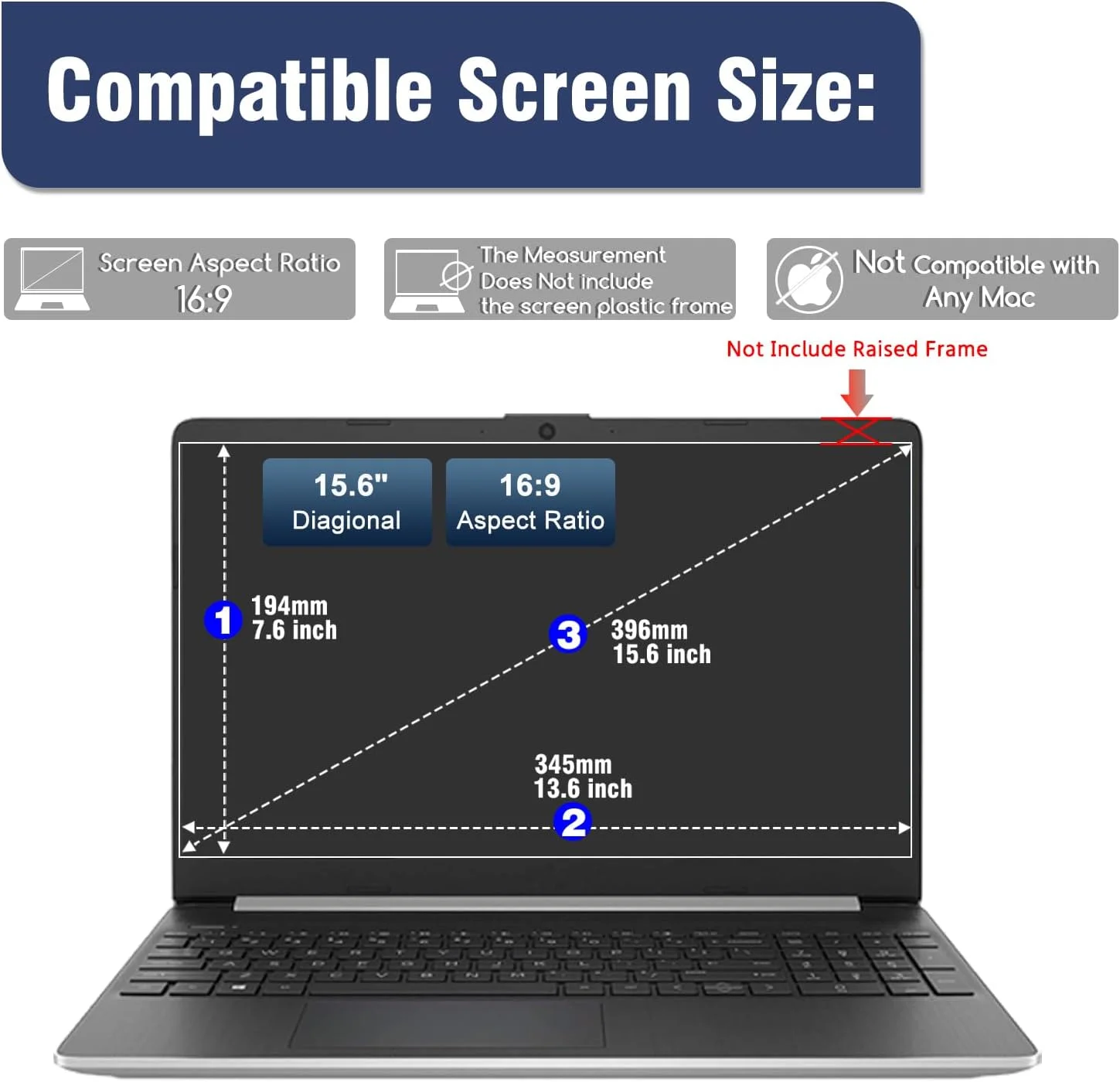 محافظ صفحه نمایش شیشه ای حرارت دیده 15.6 اینچی لپ تاپ سازگار با سایر لپ تاپ های 15.6 اینچی و مانیتور قابل حمل با نسبت تصویر 16:9 (345x194 / عرض x ارتفاع) - فوق العاده شفاف و سختی 9H، محافظ شیشه ای حرارت دیده 15.6