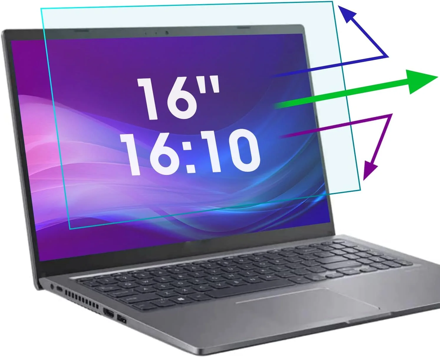 بسته 2 عددی محافظ صفحه نمایش 16 اینچی ضد نور آبی برای لپ تاپ های لنوو/دل/اچ پی/ایسوس/ال جی، کاهش خستگی چشم، ضد تابش نور آبی، مناسب برای لپ تاپ های 16 اینچی با رزولوشن 1920x1200