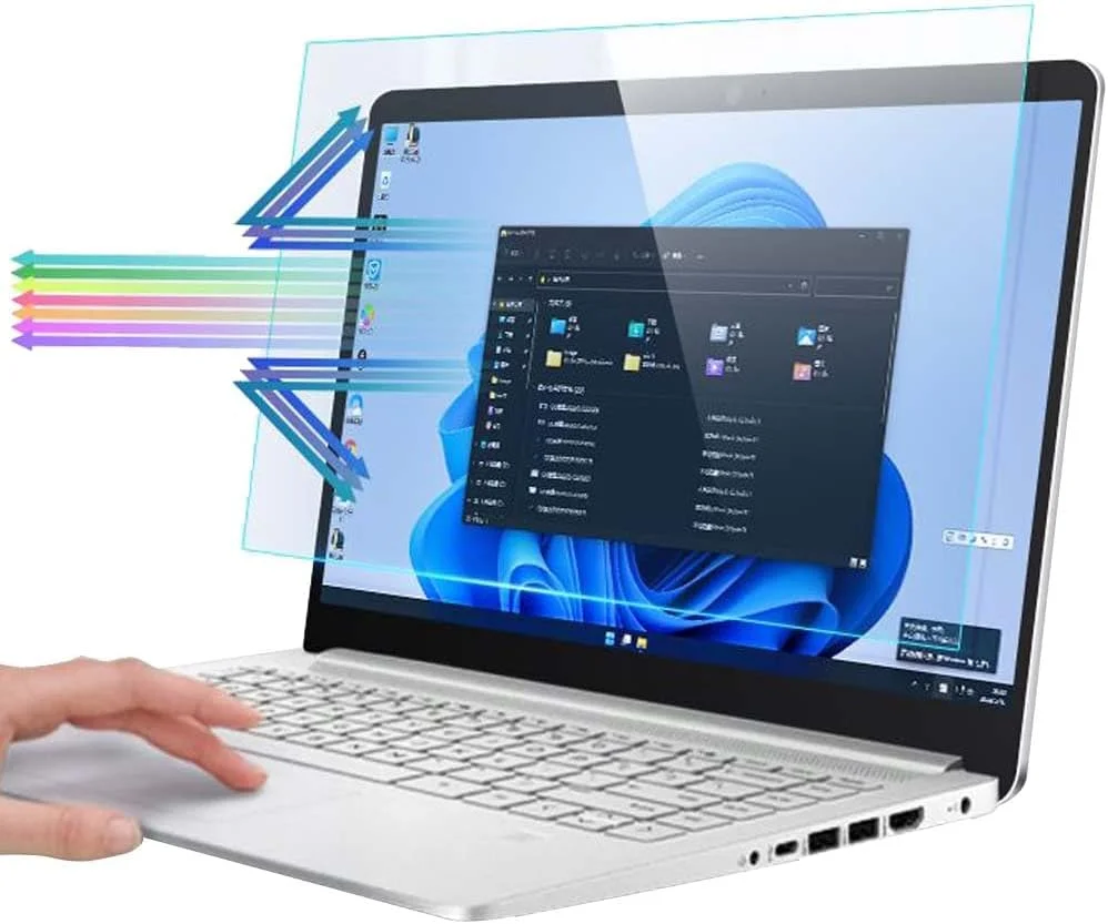 محافظ صفحه نمایش 15.6 اینچی لپ تاپ با فیلتر نور آبی، محافظت از چشم، ضد تابش نور و ضد خش، مناسب برای لپ تاپ های 15.6 اینچی لنوو، اچ پی، دل، ایسر، ایسوس و سامسونگ با نسبت تصویر 16:9