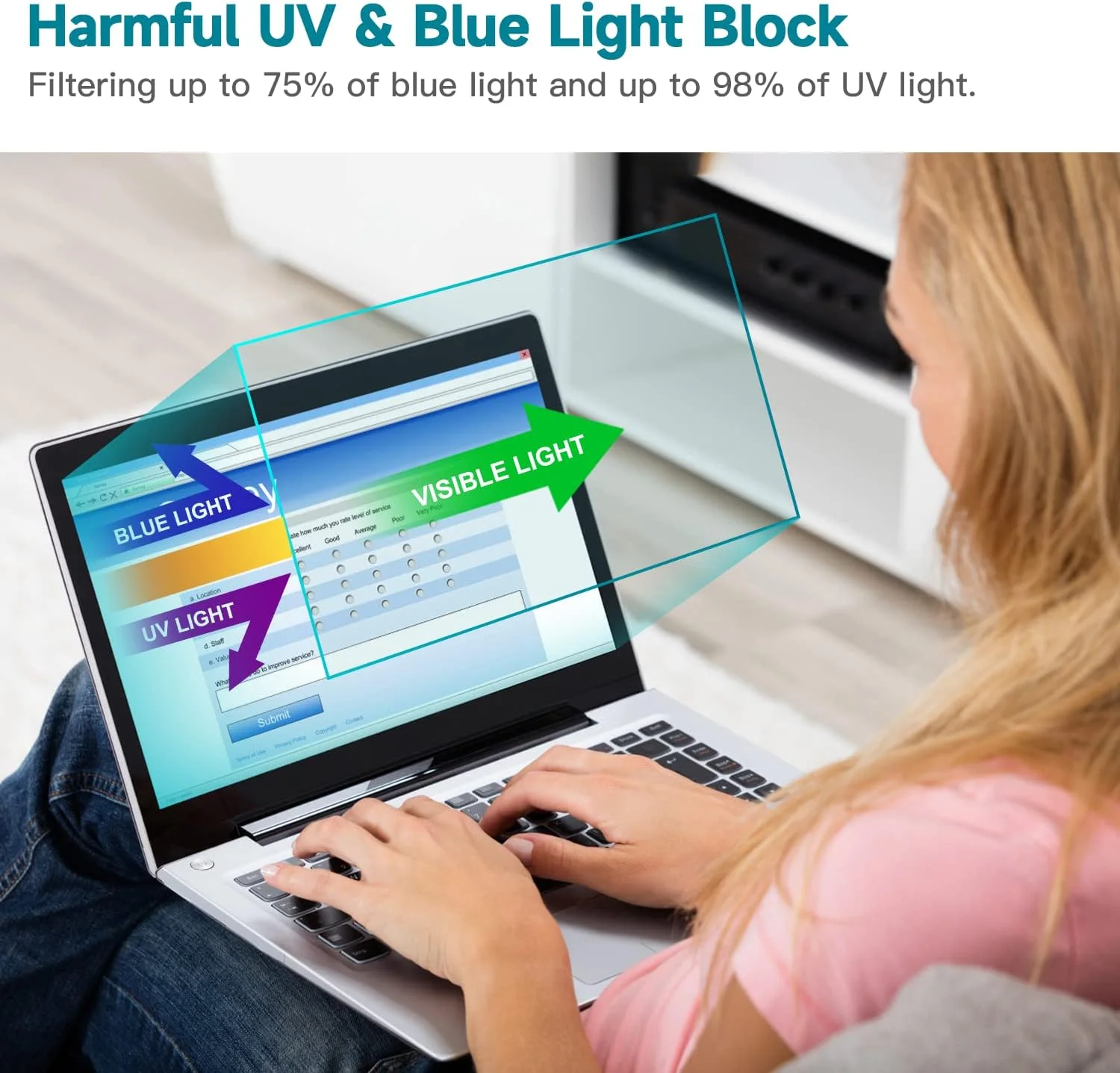 بسته 2 عددی محافظ صفحه نمایش 16 اینچی ضد نور آبی برای لپ تاپ های لنوو/دل/اچ پی/ایسوس/ال جی، کاهش خستگی چشم، ضد تابش نور آبی، مناسب برای لپ تاپ های 16 اینچی با رزولوشن 1920x1200