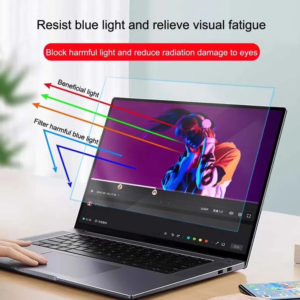 محافظ صفحه نمایش 15.6 اینچی لپ تاپ با فیلتر نور آبی، محافظت از چشم، ضد تابش نور و ضد خش، مناسب برای لپ تاپ های 15.6 اینچی لنوو، اچ پی، دل، ایسر، ایسوس و سامسونگ با نسبت تصویر 16:9