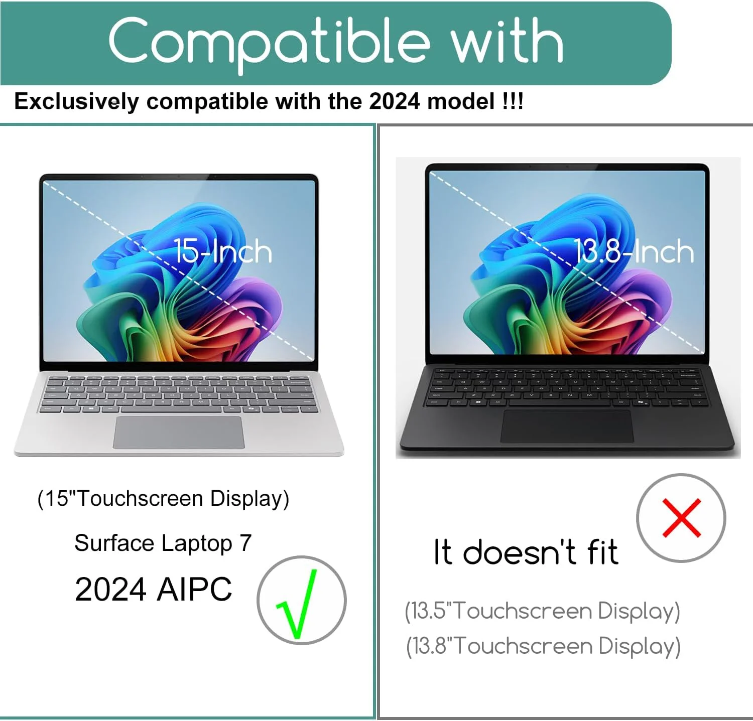 محافظ صفحه نمایش شیشه ای حرارت دیده KEANBOLL بسته 2 عددی برای لپ تاپ مایکروسافت سرفیس 7 (2024، 15 اینچ) - سختی 9H، مقاوم در برابر خراش، سازگار با سرفیس لپ تاپ 7 15"