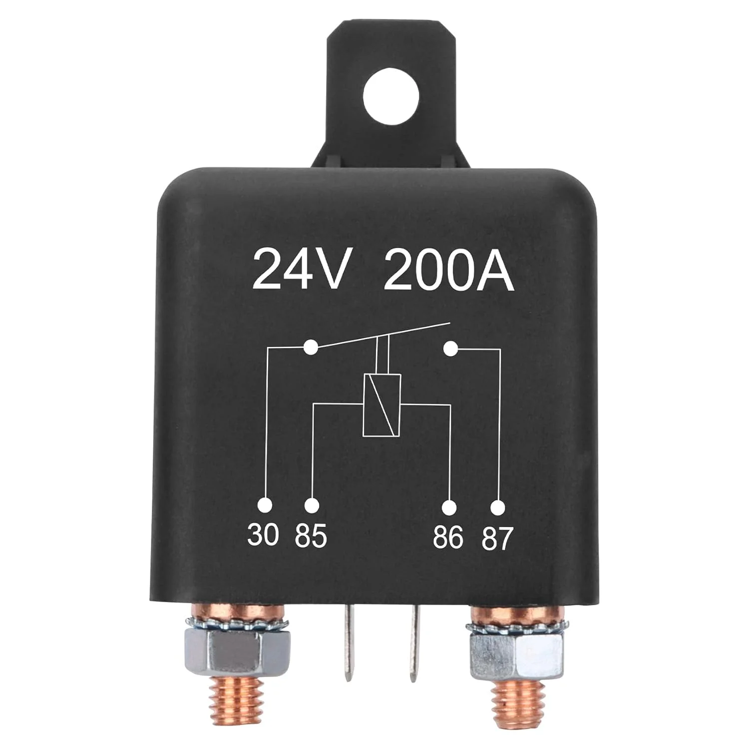 بسته 10 عددی رله استارتر، 24 ولت 200 آمپر، 4 پین SPST، رله کار مداوم، رله کنترل باتری خودرو، رله استارت جریان سنگین خودرو (10 عدد)