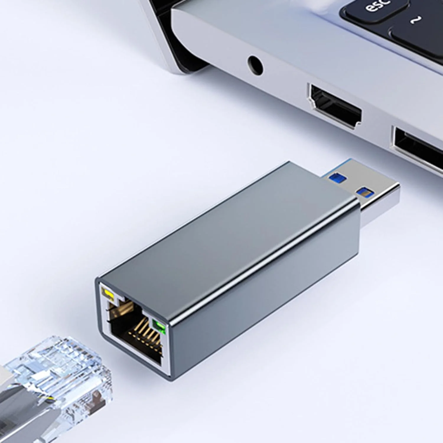 آداپتور شبکه اترنت USB 3.0 آلومینیومی کارت اترنت گیگابیتی 1 گیگابیت بر ثانیه برای اتصال پایدار