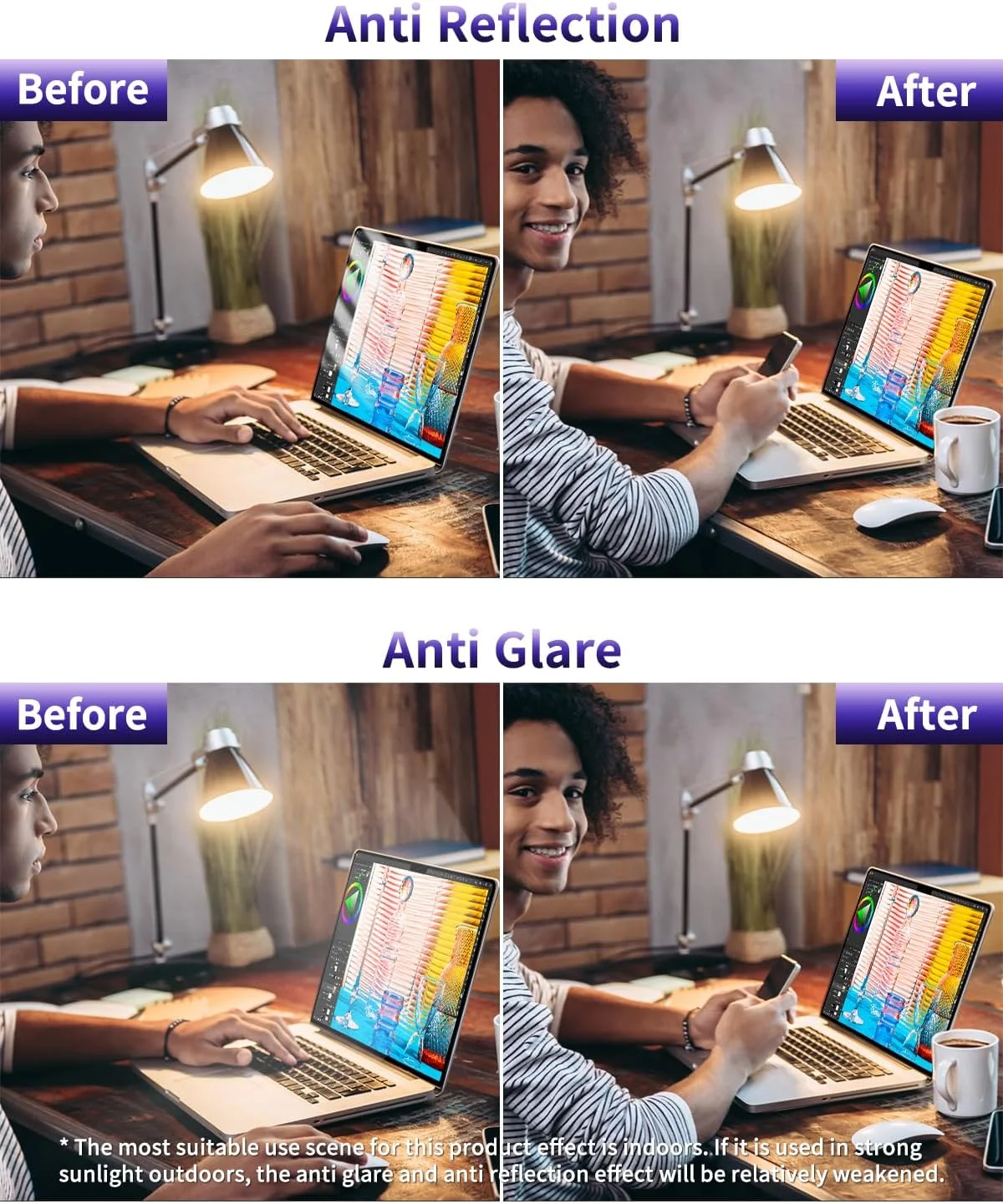 محافظ صفحه نمایش مات ضد نور آبی F FORITO، سازگار با مک بوک ایر ۱۳.۶ اینچی (۲۰۲۲-۲۰۲۵، M2، M3، M4)، محافظت از چشم و جلوگیری از انعکاس نور