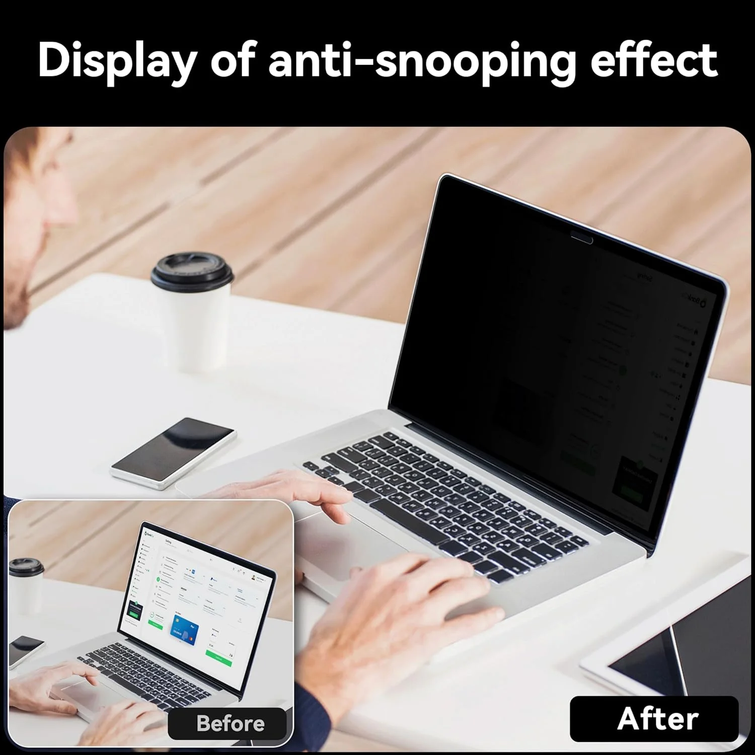 محافظ حریم خصوصی 360 درجه مک بوک ایر 15 اینچ (2023، 2024، M2، M3)، فیلتر فیلم حریم خصوصی لپ تاپ Azonee، مات ضد تابش نور آبی، محافظ مک بوک