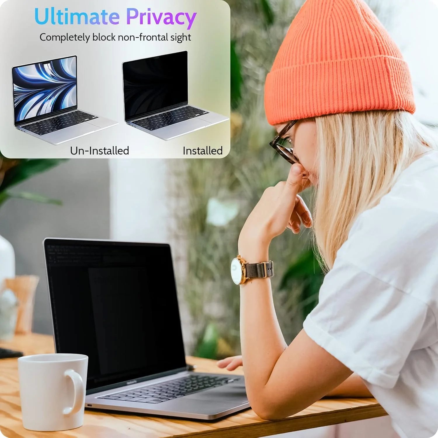 محافظ حریم خصوصی مغناطیسی سازگار با مک بوک ایر ۱۳.۶ اینچی (۲۰۲۲-۲۰۲۴، M2، M3) مدل: A2681 A3113، محافظ مات ضد تابش نور آبی قابل جابجایی، فیلتر امنیتی خصوصی برای لپ تاپ ۱۳ اینچی مک