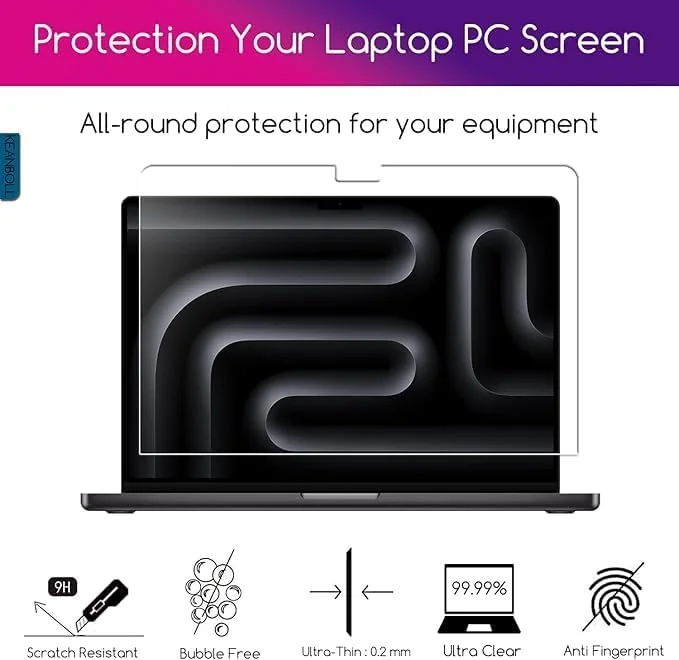 محافظ صفحه نمایش لپ تاپ نکست استور سازگار با مک بوک ایر 15 اینچ M4 2025 2024 2023 مدل A3241 M3 A3114 M2 A2941، فیلم شیشه ای سخت شده با سختی 9H، فوق العاده شفاف، (2 عدد)