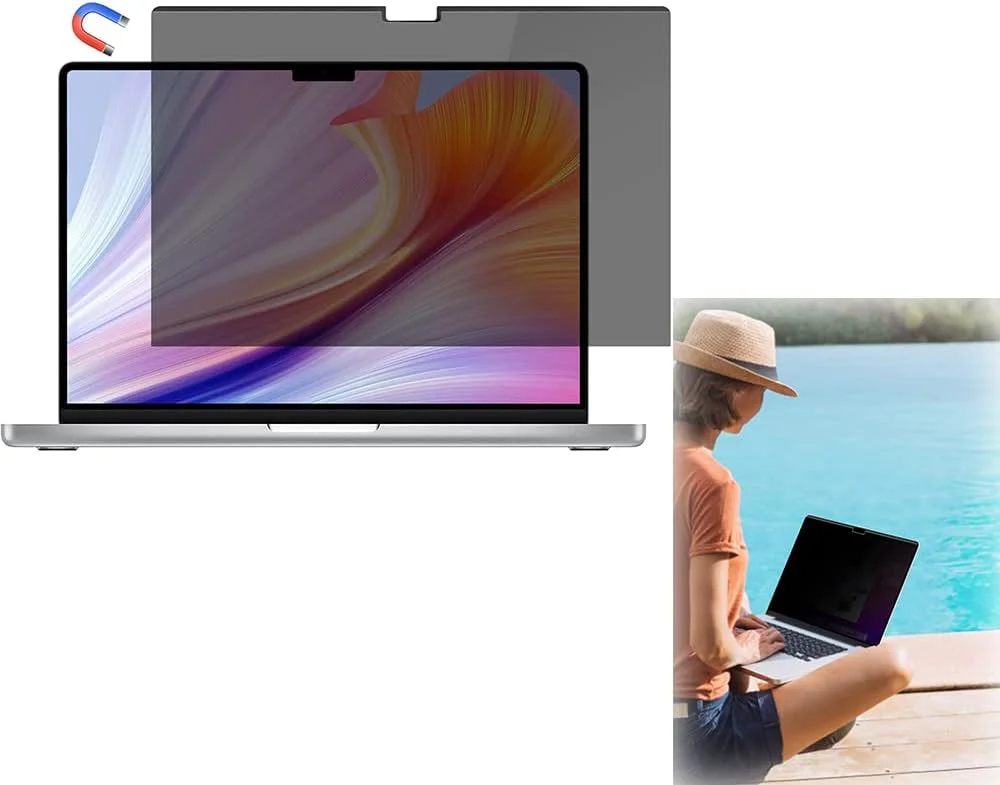 محافظ صفحه نمایش حریم خصوصی مغناطیسی MAKINGTEC برای مک بوک پرو 14 اینچ 2021 M1 Pro/M1 Max A2442، نصب آسان و جداشدنی، ضد نور آبی و ضد تابش، سازگار با مک بوک پرو 14 اینچ 2021