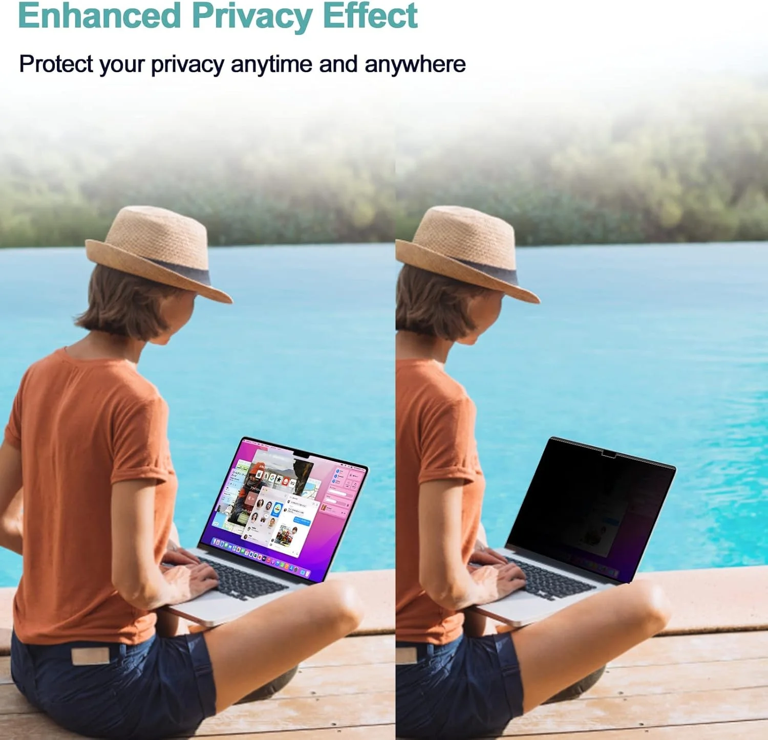 محافظ صفحه نمایش حریم خصوصی مغناطیسی MAKINGTEC برای مک بوک پرو 14 اینچ 2021 M1 Pro/M1 Max A2442، نصب آسان و جداشدنی، ضد نور آبی و ضد تابش، سازگار با مک بوک پرو 14 اینچ 2021