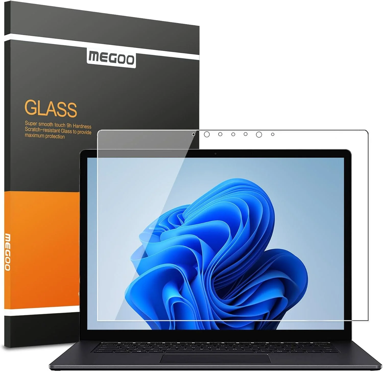 محافظ صفحه نمایش شیشه ای [Tempered Glass] با کیفیت عالی و ضد خش MEGOO برای لپ تاپ 13.5 اینچی Microsoft Surface (نسخه 2017) بدون حباب