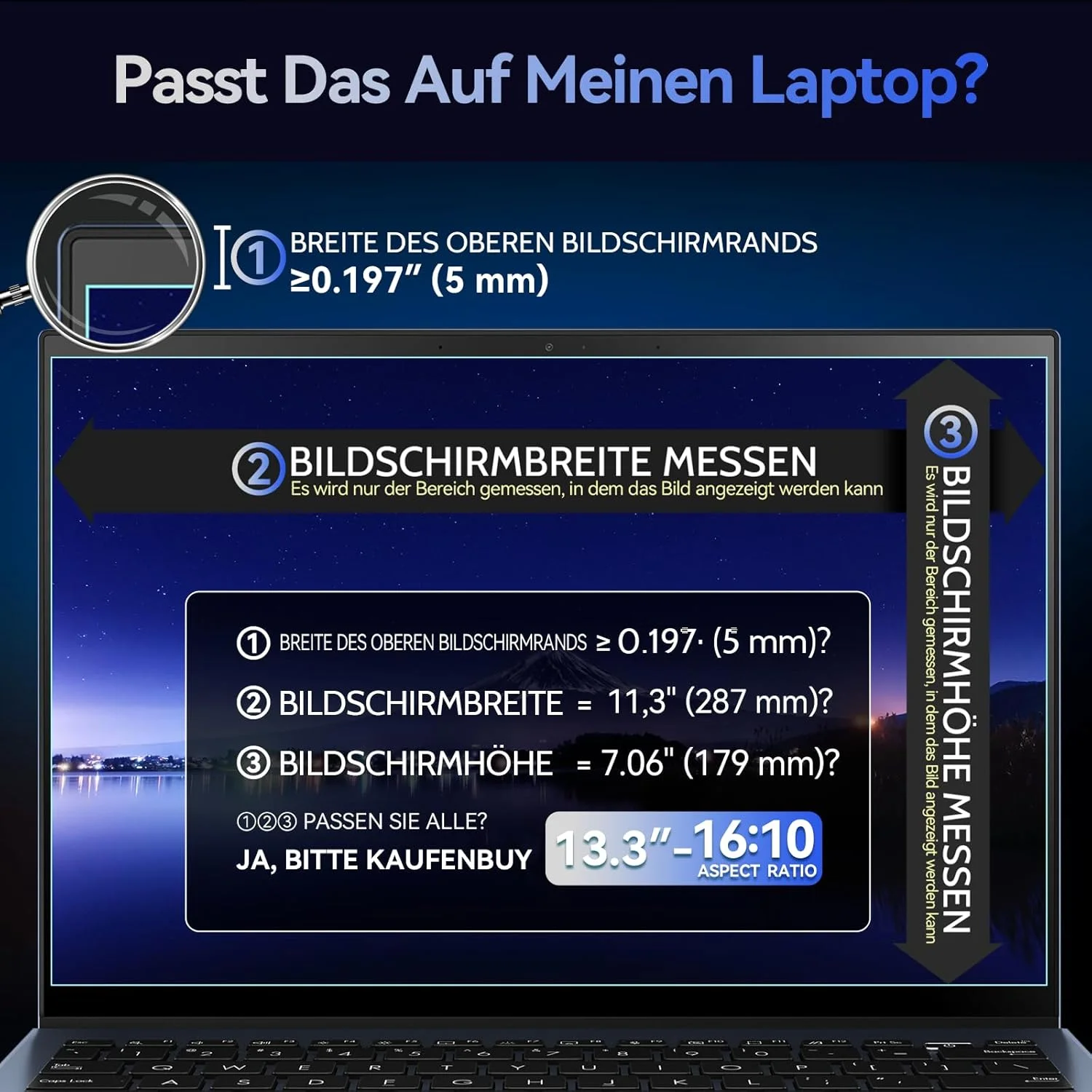 محافظ حریم خصوصی مغناطیسی لپ تاپ برای صفحه نمایش 13.3 اینچی با نسبت تصویر 16:10، محافظ صفحه نمایش ضد نور آبی و ضد انعکاس قابل جابجایی 13 اینچی سازگار با لنوو/اچ پی/دل/ایسر/سامسونگ/توشیبا