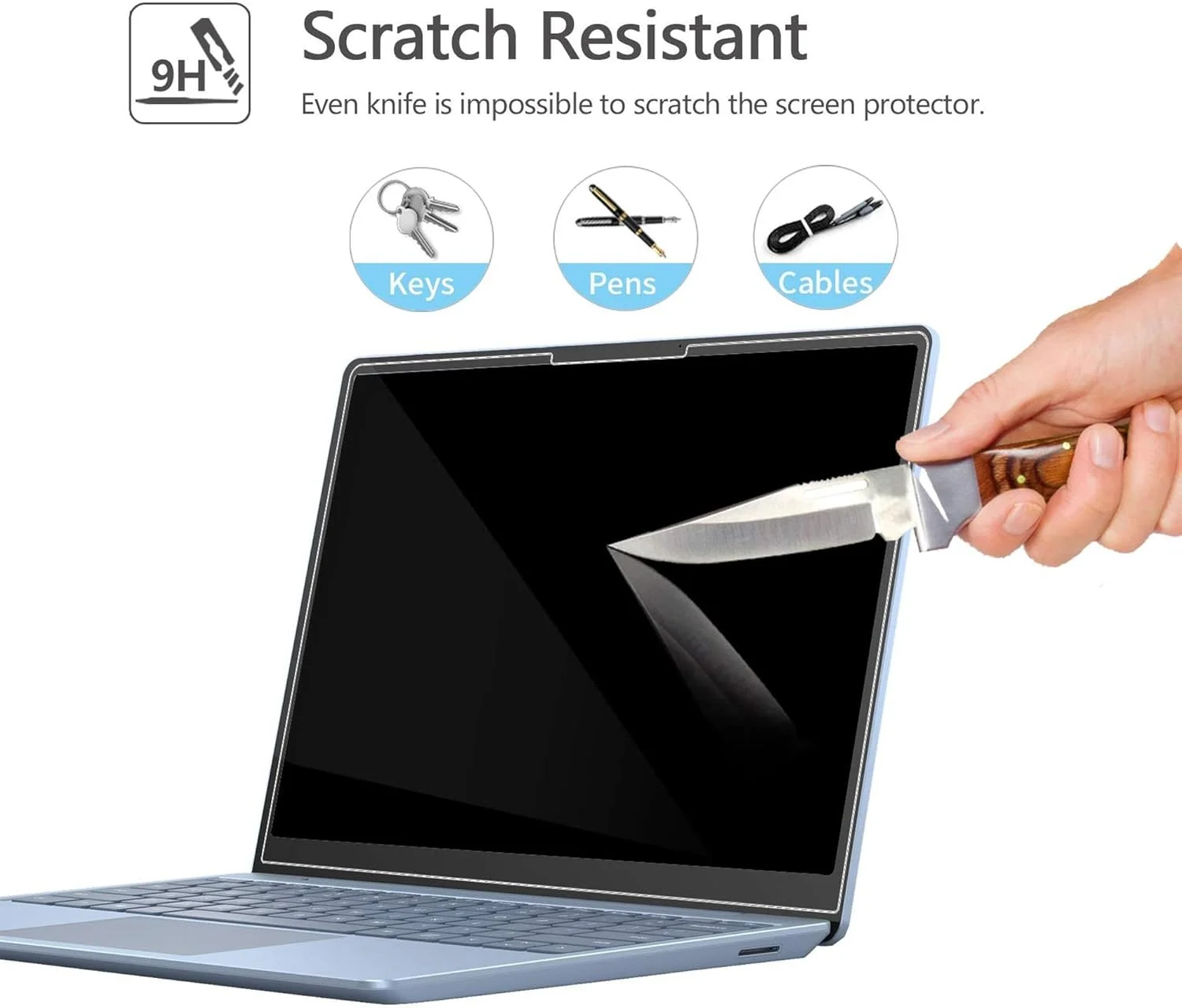 محافظ صفحه نمایش شیشه ای لپ تاپ Microsoft Surface Laptop Go 3 12.4 اینچی (نسخه 2023)، مقاوم در برابر خراش/سختی 9H/شیشه حرارت دیده فوق العاده شفاف سازگار با Microsoft Surface Laptop Go 2/1