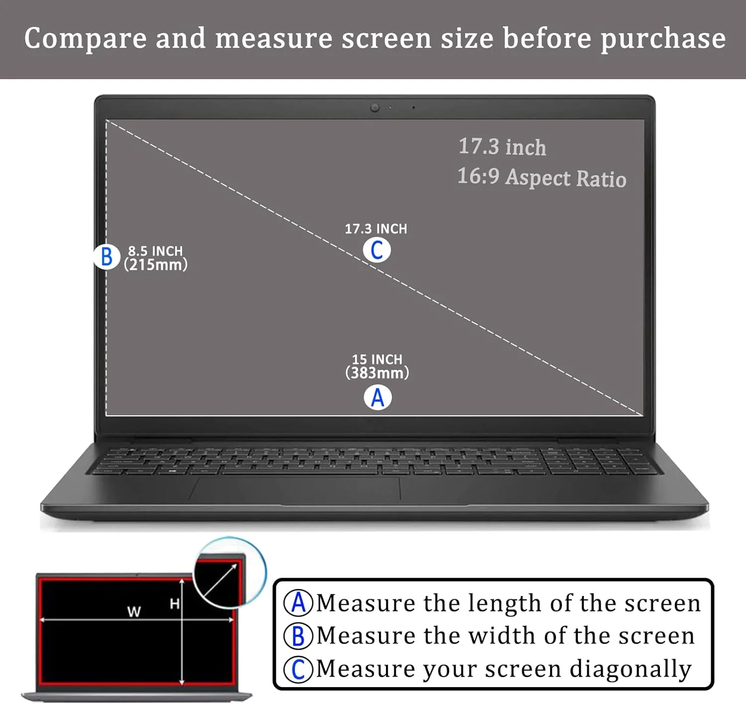 محافظ صفحه نمایش لپ تاپ 17.3 اینچی i-Tensodo بسته 3 عددی مناسب برای لپ تاپ های HP/Dell/Lenovo/ASUS/Sony/Samsung/Acer/MSI/LG و سایر لپ تاپ های 17.3 اینچی با نسبت تصویر 16:9، فیلتر شفاف با کیفیت بالا
