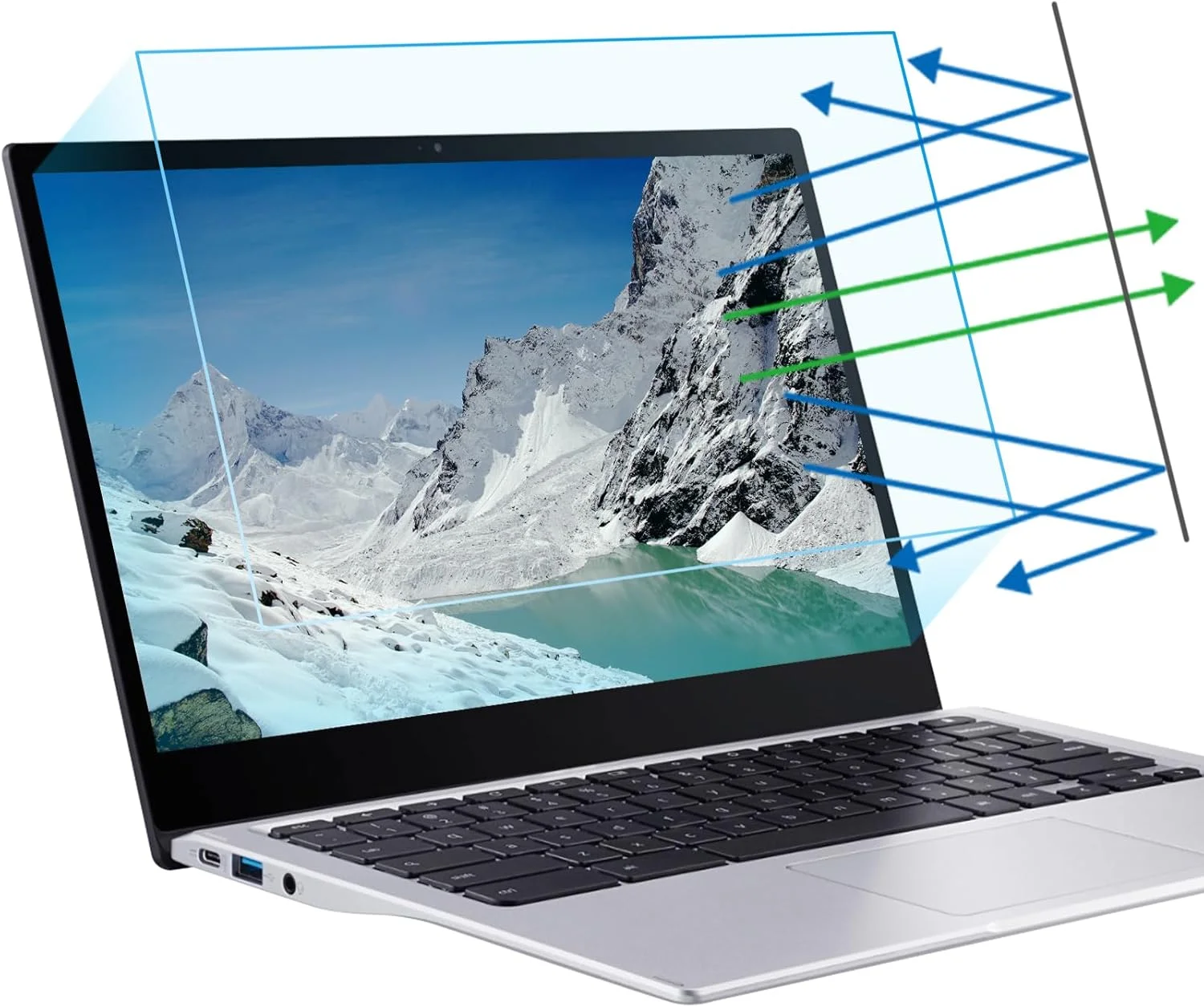 محافظ صفحه نمایش ضد نور آبی 16 اینچی F FORITO، محافظت از چشم، ضد تابش و فیلتر مسدود کننده نور آبی سازگار با تمام لپ‌تاپ‌های 16 اینچی با نسبت تصویر 16:10 (دو عدد)