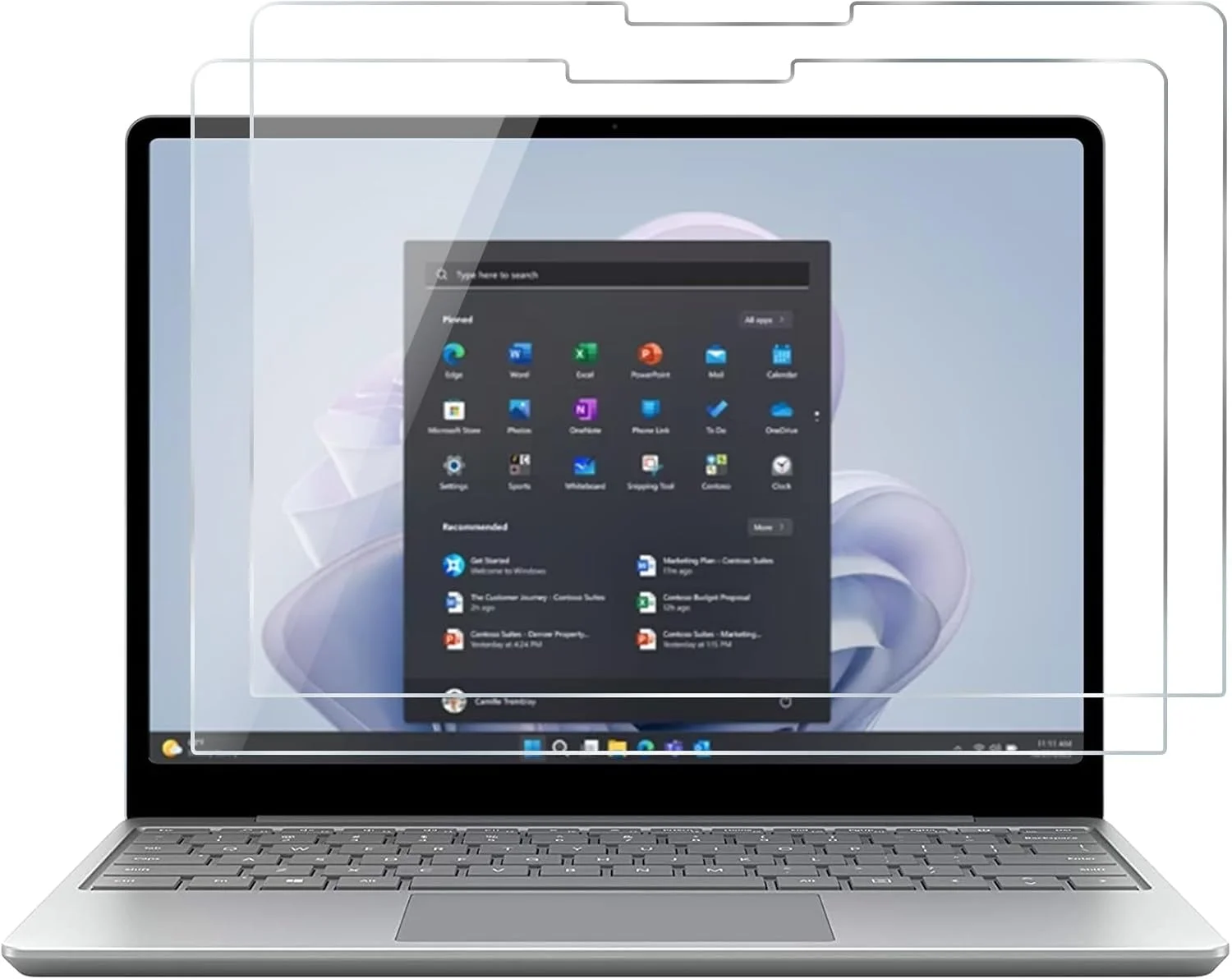 محافظ صفحه نمایش شیشه ای حرارت دیده eWINNER، سازگار با Microsoft Surface Laptop Go 3/2/1 12.4 اینچ (2 عدد) - فیلم محافظ صفحه نمایش فوق العاده شفاف HD برای Surface Laptop Go 3/2/1 12.4"