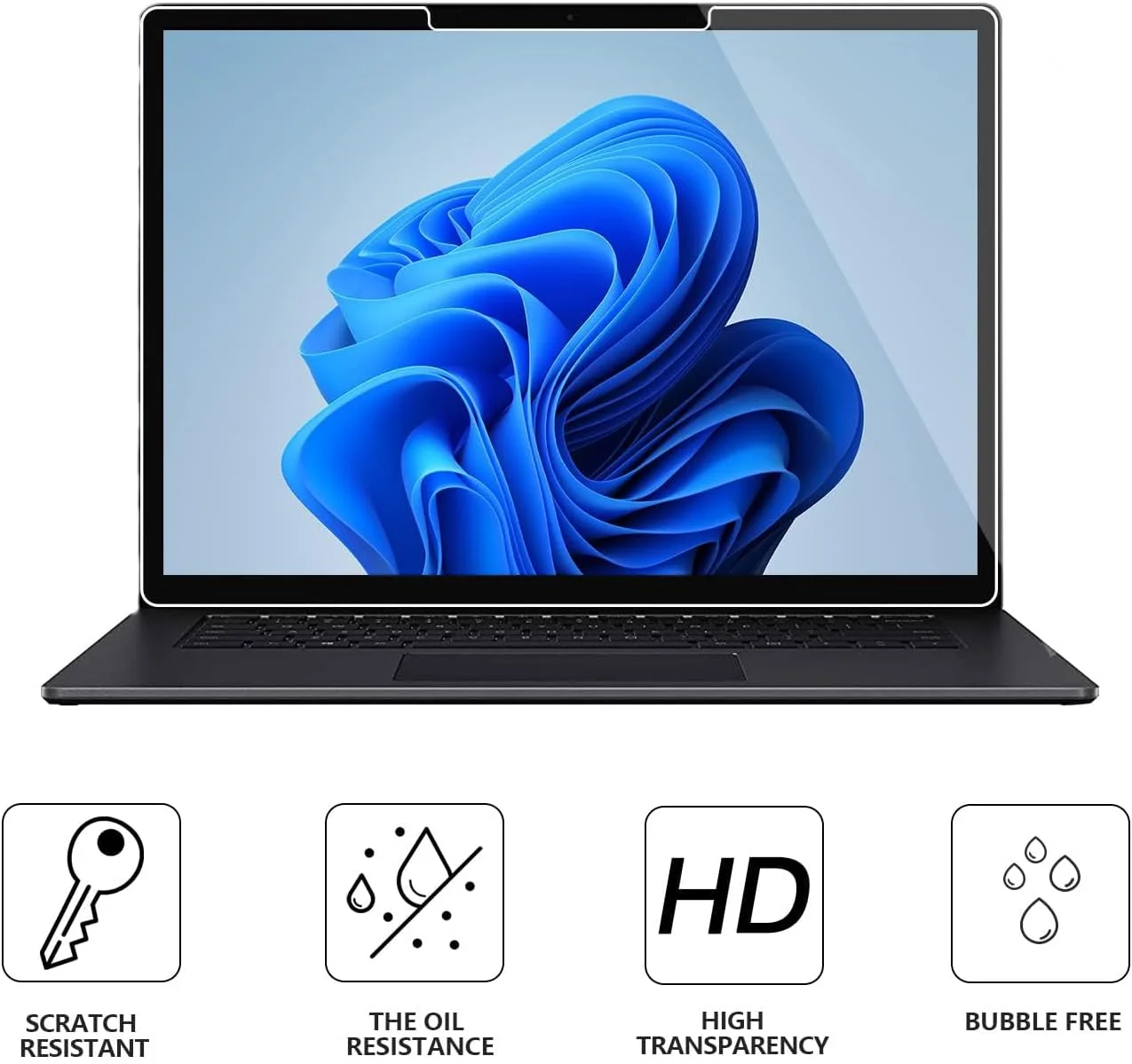 محافظ صفحه نمایش شیشه ای حرارت دیده 2 عددی eWINNER برای لپ تاپ 13.5 اینچی Microsoft Surface Laptop 6/5/4/3/2/1، فوق العاده شفاف و مقاوم در برابر خراش