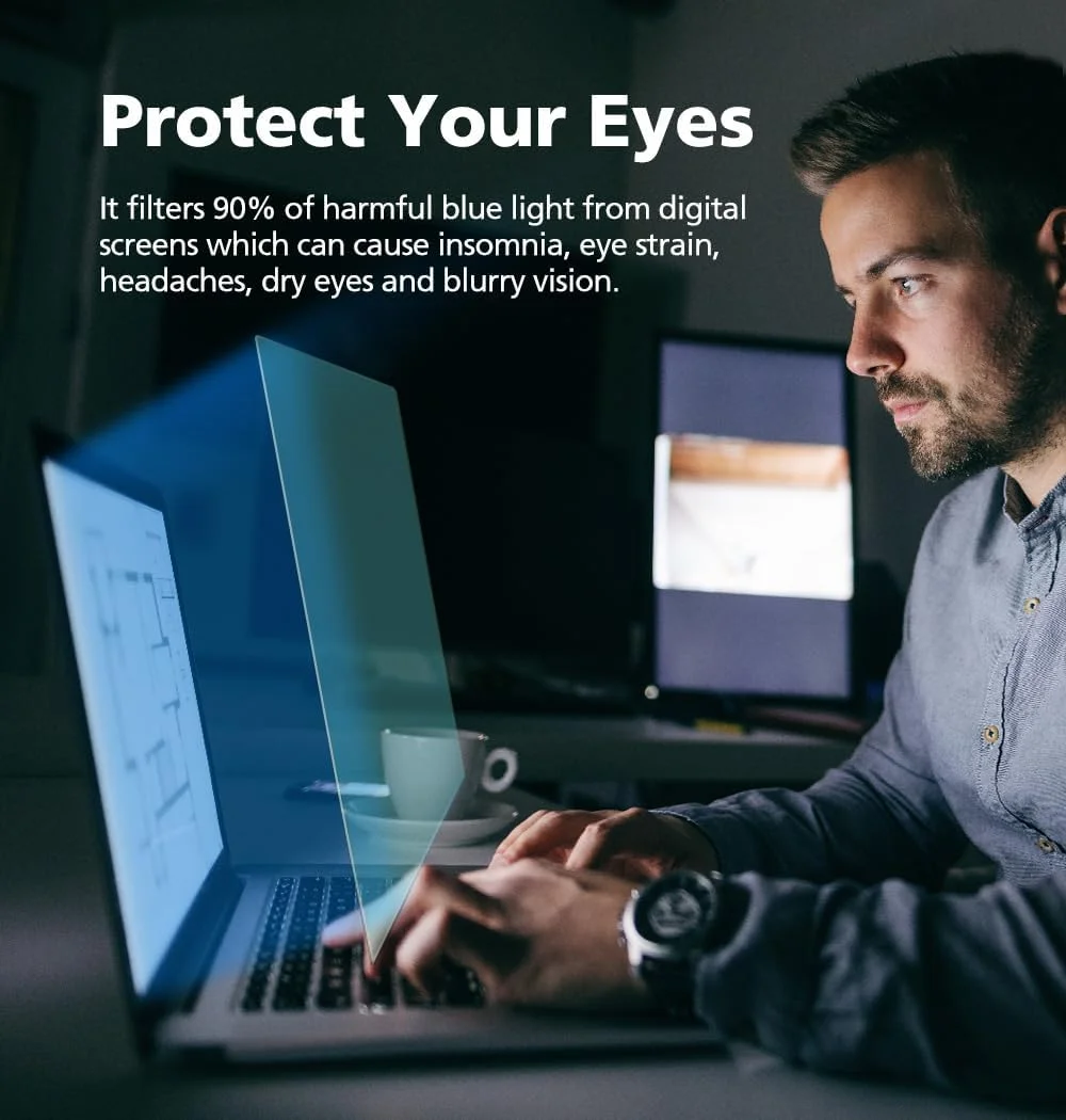 محافظ صفحه نمایش ضد نور آبی 16 اینچی، محافظت از چشم، ضد انعکاس مات و فیلتر نور آبی، مناسب برای تمام لپ‌تاپ‌های 16 اینچی با نسبت تصویر 16:10، کاهش خستگی چشم و بسیار با کیفیت (بسته 2 عددی)