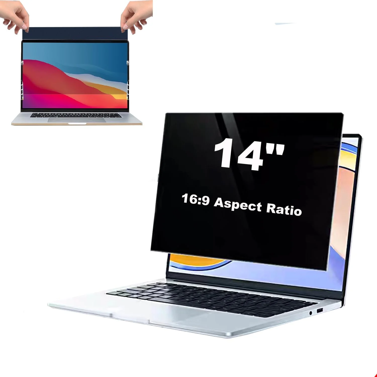 محافظ صفحه نمایش حریم خصوصی 14 اینچی لپ تاپ طراحی شده برای اچ پی Envy/Dell/Asus/Acer/Samsung/Lenovo، فیلم مات محافظت از چشم ضد تابش نور برای همه 14 اینچی با نسبت تصویر 16:9