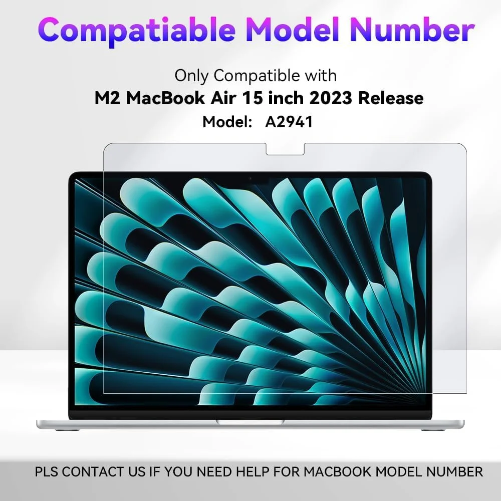 محافظ صفحه نمایش نور آبی آزونی، بسته 2 عددی، برای مک بوک ایر 15 اینچ 2023، محافظت از چشم و فیلتر ضد انعکاس نور برای تراشه M2 مدل A2941