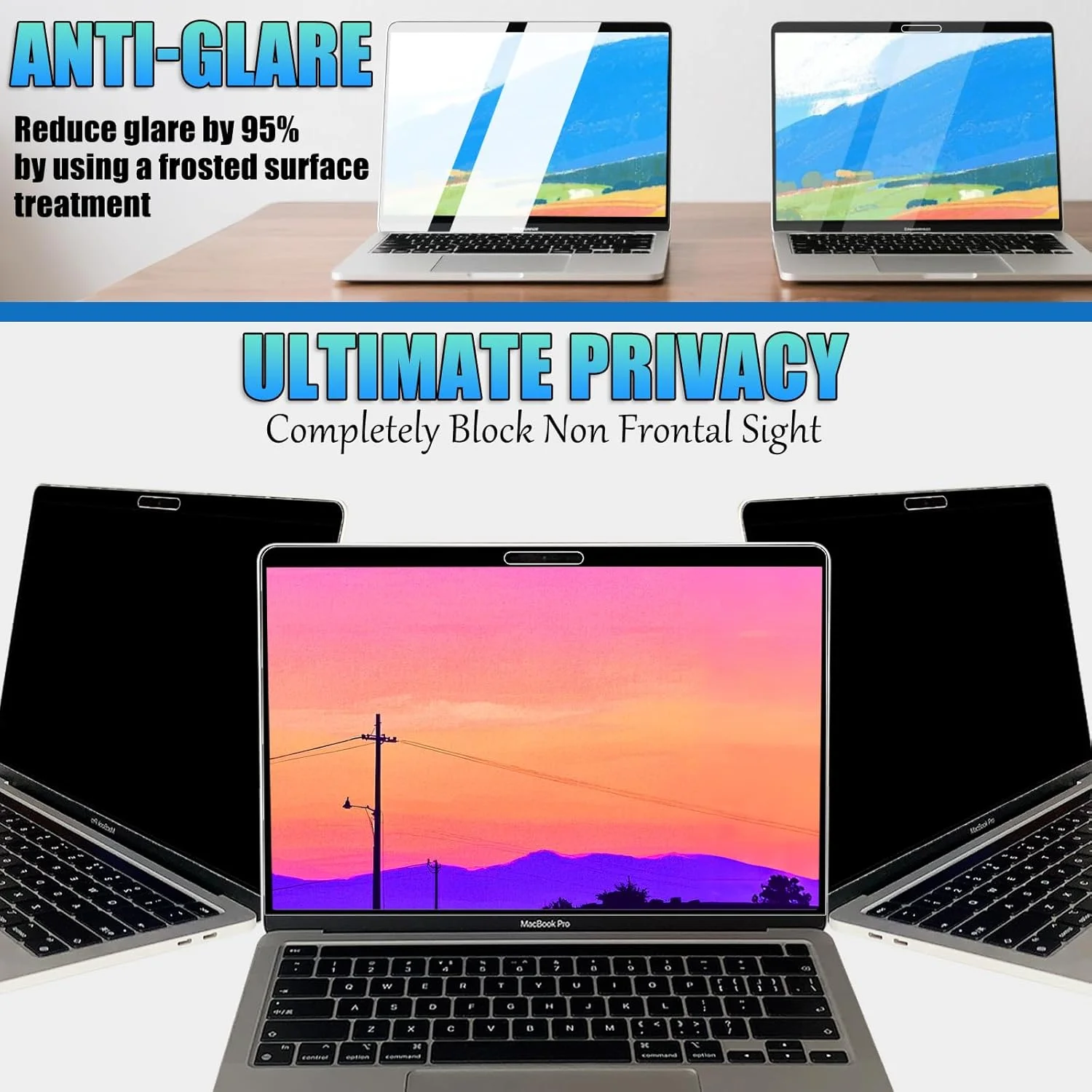 محافظ صفحه نمایش حریم خصوصی برای مک بوک ایر ۱۳ اینچ (۲۰۱۸-۲۰۲۱، M1) طراحی فوق العاده نازک