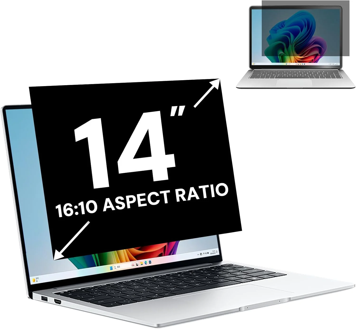 فیلتر حریم خصوصی لپ تاپ 14 اینچی با نسبت تصویر 16:10، محافظ صفحه نمایش لپ تاپ و فیلتر نور آبی ضد تابش، محافظ صفحه نمایش 14 اینچی قابل جابجایی و فیلم محافظ ضد خش