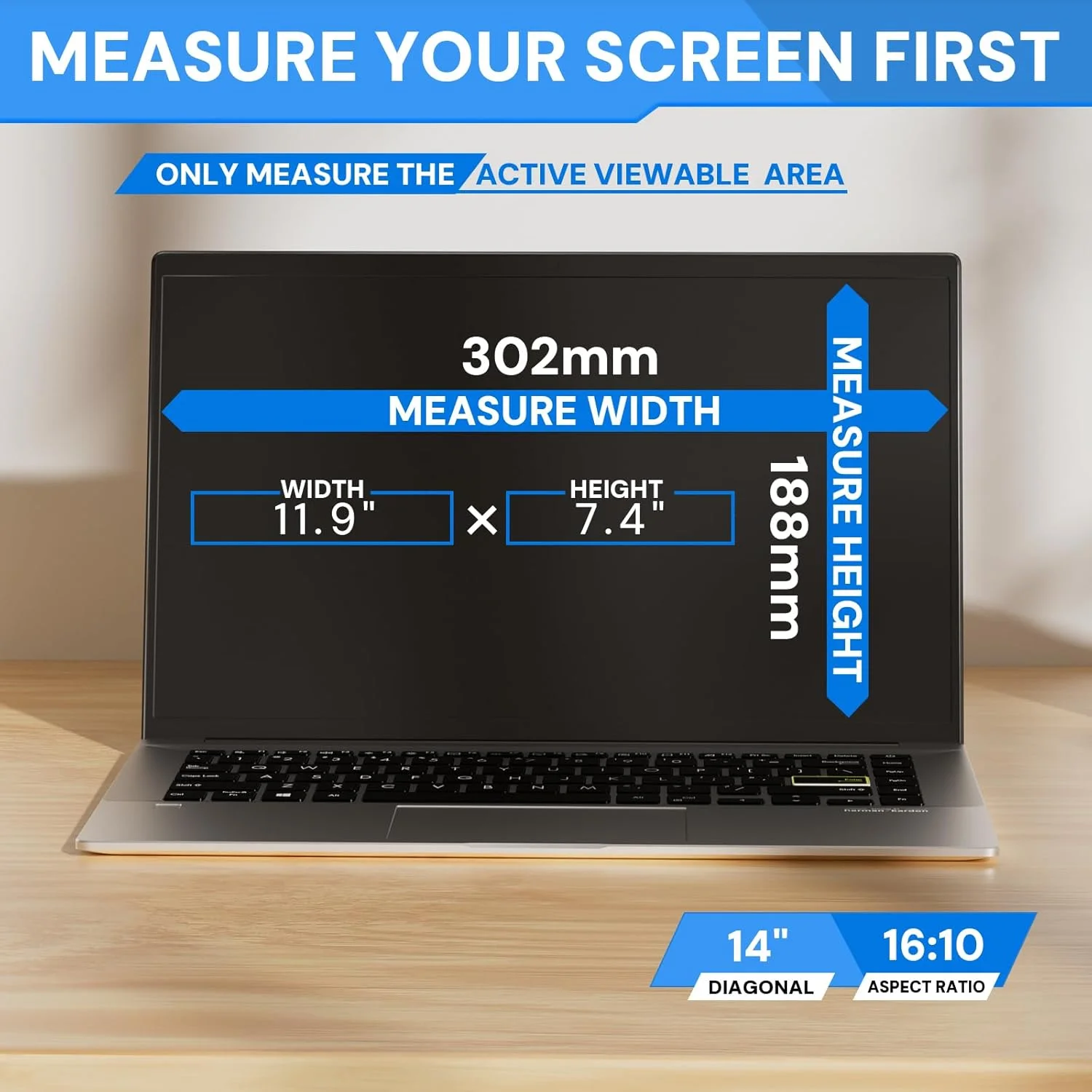 فیلتر حریم خصوصی لپ تاپ 14 اینچی با نسبت تصویر 16:10، محافظ صفحه نمایش لپ تاپ و فیلتر نور آبی ضد تابش، محافظ صفحه نمایش 14 اینچی قابل جابجایی و فیلم محافظ ضد خش