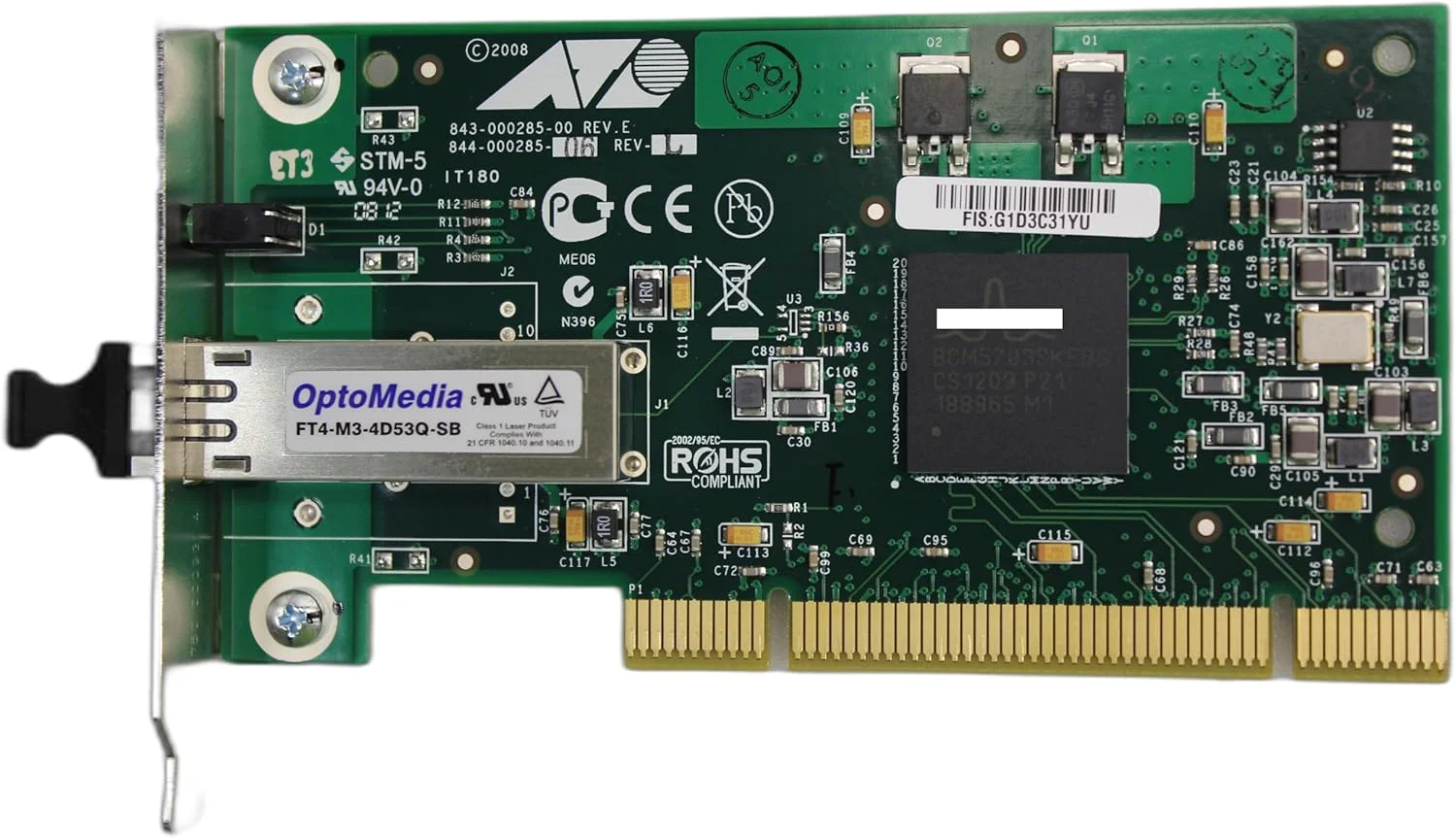 کارت رابط شبکه فیبر نوری Allied Telesis AT-2916SX. کارت شبکه 1000SX/LC PCI 2.2 ROHS LP & STD PHASE OUT FIBER. PCI - 1 x LC - 1000Base-SX - Internal