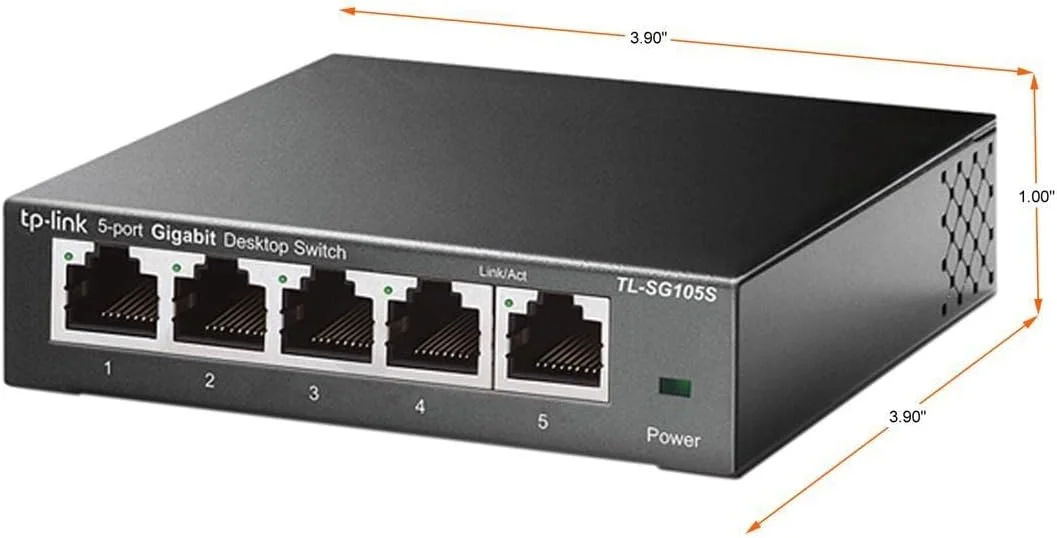 سوییچ 5 پورت گیگابیتی اترنت TP-Link TL-SG105S | قابل نصب روی میز/دیوار | Plug & Play | بدون فن | بدنه فلزی مستحکم | QoS 802.1p/DSCP و IGMP Snooping | طراحی جمع و جور