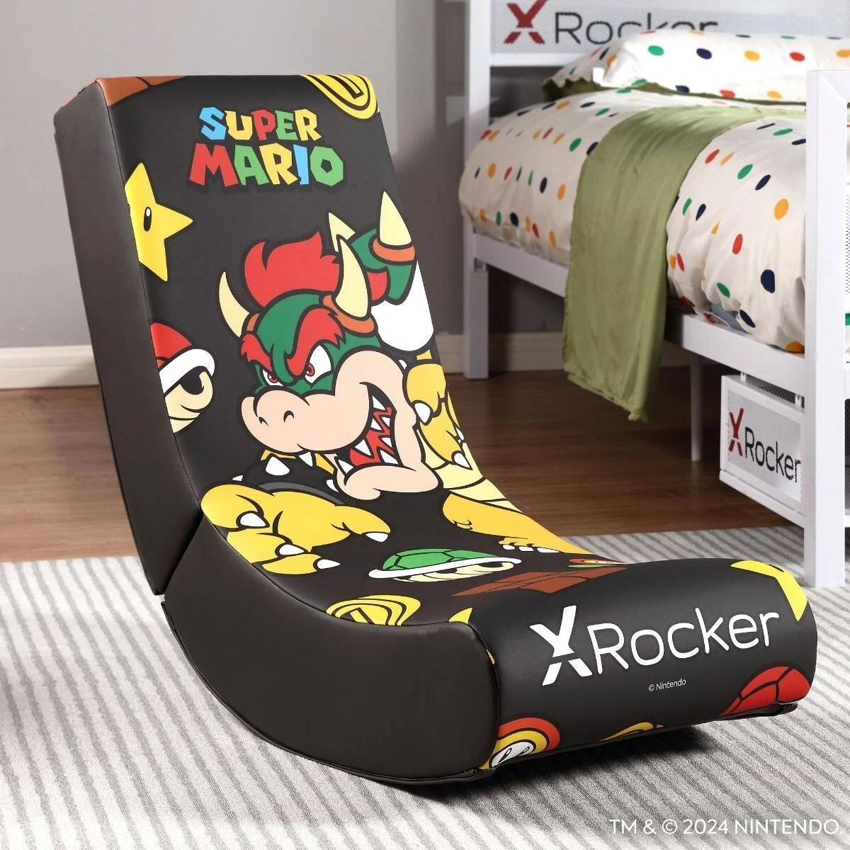 صندلی گیمینگ X Rocker Nintendo Video Rockers، نسخه Bowser Power Up، صندلی کلاسیک زمینی با طرح های هنری نمادین شخصیت، فوم نرم و راحت برای پشتیبانی و دوام بیشتر | 71340