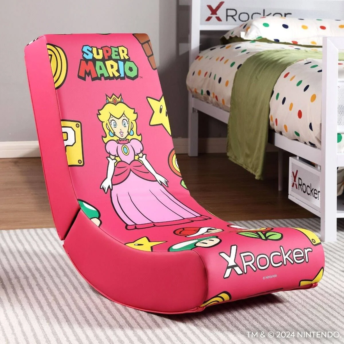 صندلی گیمینگ X Rocker Nintendo Video Rockers، Princess Peach Power Up Edition، صندلی کلاسیک زمینی با طرح های هنری نمادین شخصیت، فوم نرم و راحت برای پشتیبانی و دوام بیشتر | 71338