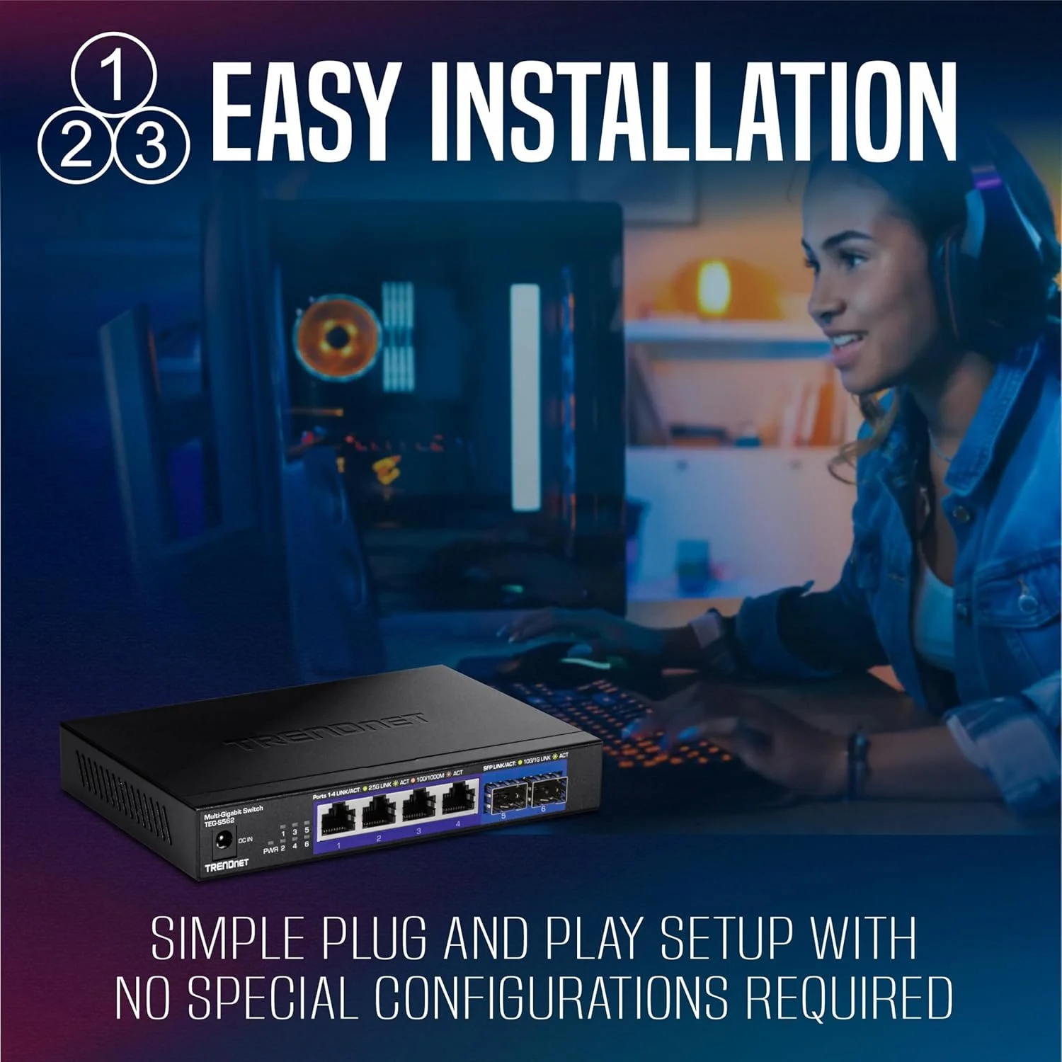 سوئیچ غیر مدیریتی چند گیگی 6 پورت TRENDnet، دارای 4 پورت 2.5GBASE-T، 2 پورت 10G SFP+ بدون فن، طراحی رومیزی جمع و جور، بدنه فلزی، سوئیچ اترنت شبکه، محافظت مادام العمر، مشکی، TEG-S562 سوئیچ غیر مدیریتی چند گیگی 6 پورت TRENDnet، دارای 4 پورت 2.5GBASE-T، 2 پورت 10G SFP+ بدون فن، طراحی رومیزی جمع و جور، بدنه فلزی، سوئیچ اترنت شبکه، محافظت مادام العمر، مشکی، TEG-S562