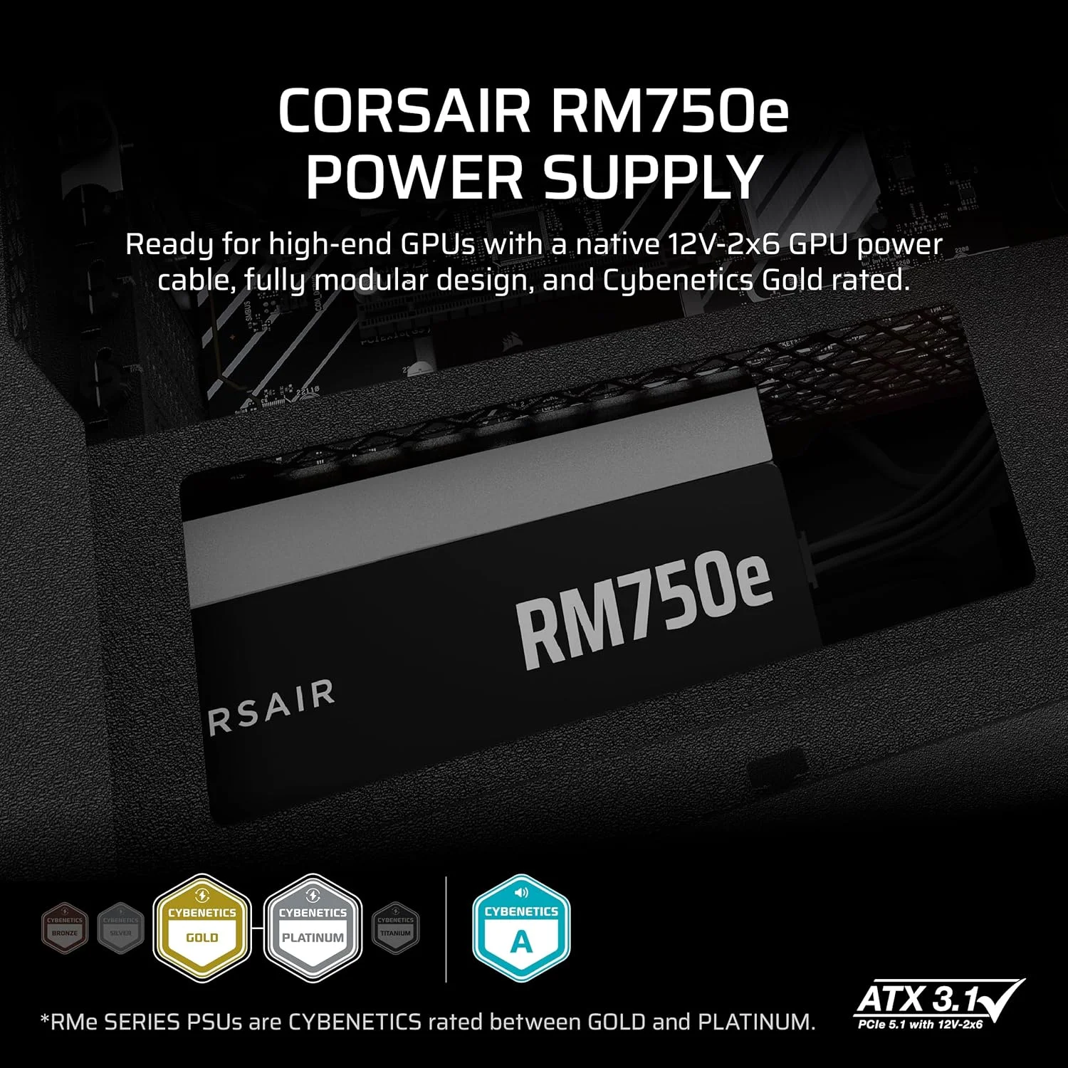 منبع تغذیه 750 وات CORSAIR RM750e (2025) کاملاً ماژولار ATX کم صدا با کابل 12V-2x6 – سازگار با ATX 3.1 و PCIe 5.1، بازدهی طلایی Cybenetics، خازن های دارای رتبه 105 درجه سانتیگراد، حالت آماده به کار مدرن – مشکی منبع تغذیه 750 وات CORSAIR RM750e (2025) کاملاً ماژولار ATX کم صدا با کابل 12V-2x6 – سازگار با ATX 3.1 و PCIe 5.1، بازدهی طلایی Cybenetics، خازن های دارای رتبه 105 درجه سانتیگراد، حالت آماده به کار مدرن – مشکی