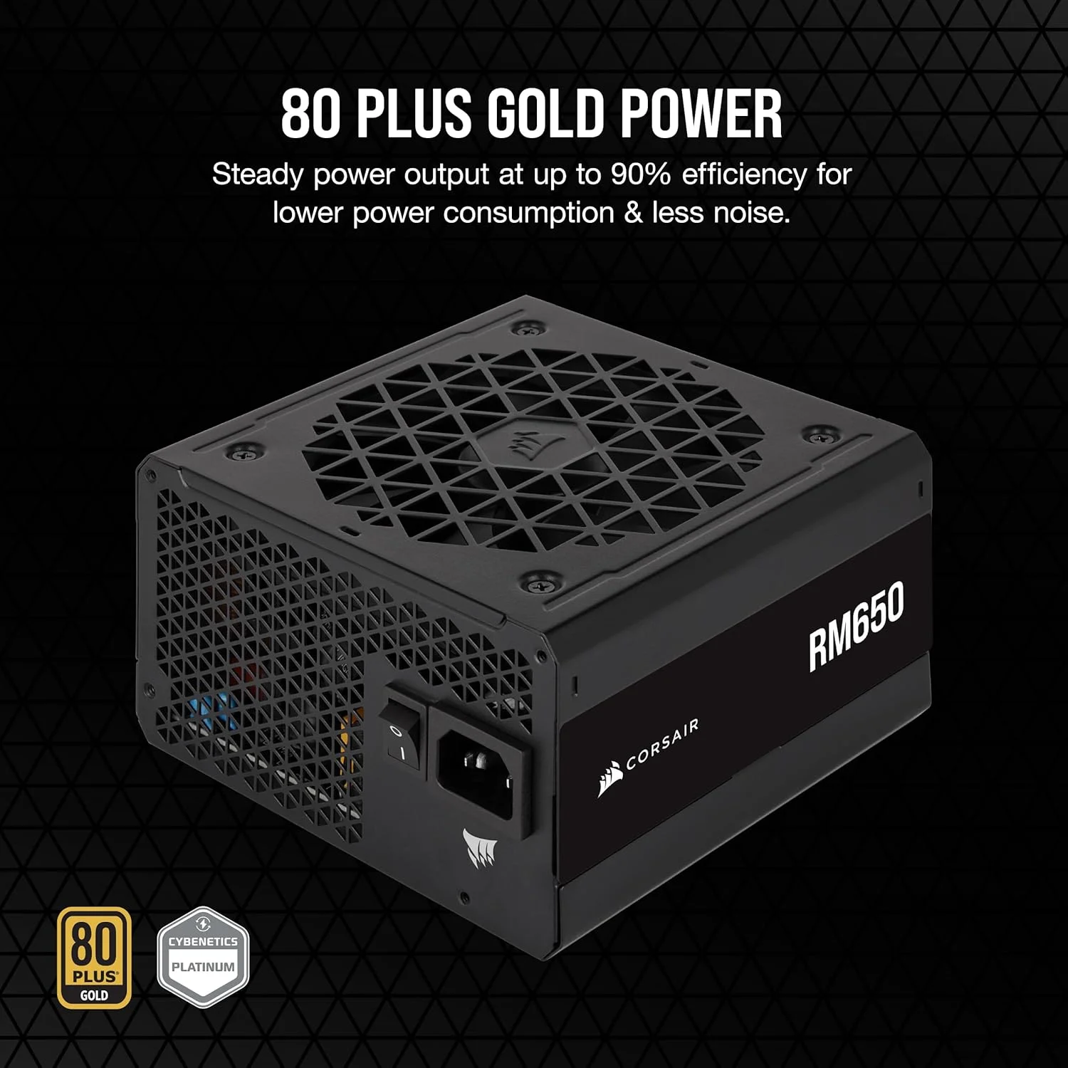 منبع تغذیه 650 واتی کرسیر RM650 80 PLUS Gold کاملاً ماژولار کم صدا ATX 3.1 PCIe 5.1 - نسخه انگلستان - مشکی منبع تغذیه 650 واتی کرسیر RM650 80 PLUS Gold کاملاً ماژولار کم صدا ATX 3.1 PCIe 5.1 - نسخه انگلستان - مشکی