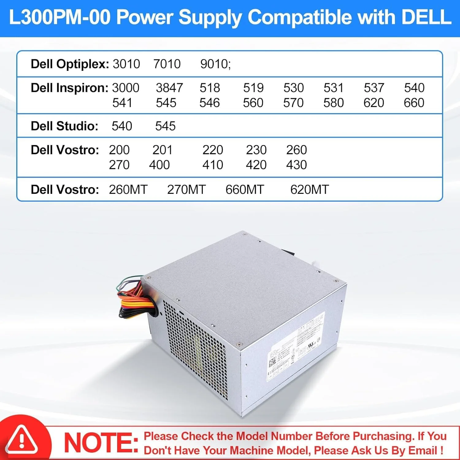 منبع تغذیه 300 واتی ارتقا یافته مدل L300PM-00، سازگار با Dell Optiplex 3010 7010 9010 Inspiron 3847 570 560 300 Precision T1500 T6100 T1650 Vostro 400 MT PS-6301-05DF X9GWG D300EM-01 منبع تغذیه 300 واتی ارتقا یافته مدل L300PM-00، سازگار با Dell Optiplex 3010 7010 9010 Inspiron 3847 570 560 300 Precision T1500 T6100 T1650 Vostro 400 MT PS-6301-05DF X9GWG D300EM-01