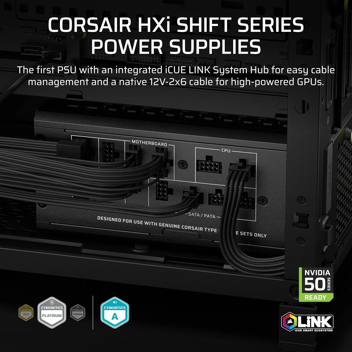 منبع تغذیه کامپیوتر کرسیر HX1500i SHIFT کاملاً ماژولار ATX – هاب داخلی iCUE LINK System، کابل دوگانه Native 12V-2x6، ATX 3.1 و PCIe 5.1، کانکتورهای نصب شده در کنار، Cybenetics Platinum – مشکی منبع تغذیه کامپیوتر کرسیر HX1500i SHIFT کاملاً ماژولار ATX – هاب داخلی iCUE LINK System، کابل دوگانه Native 12V-2x6، ATX 3.1 و PCIe 5.1، کانکتورهای نصب شده در کنار، Cybenetics Platinum – مشکی