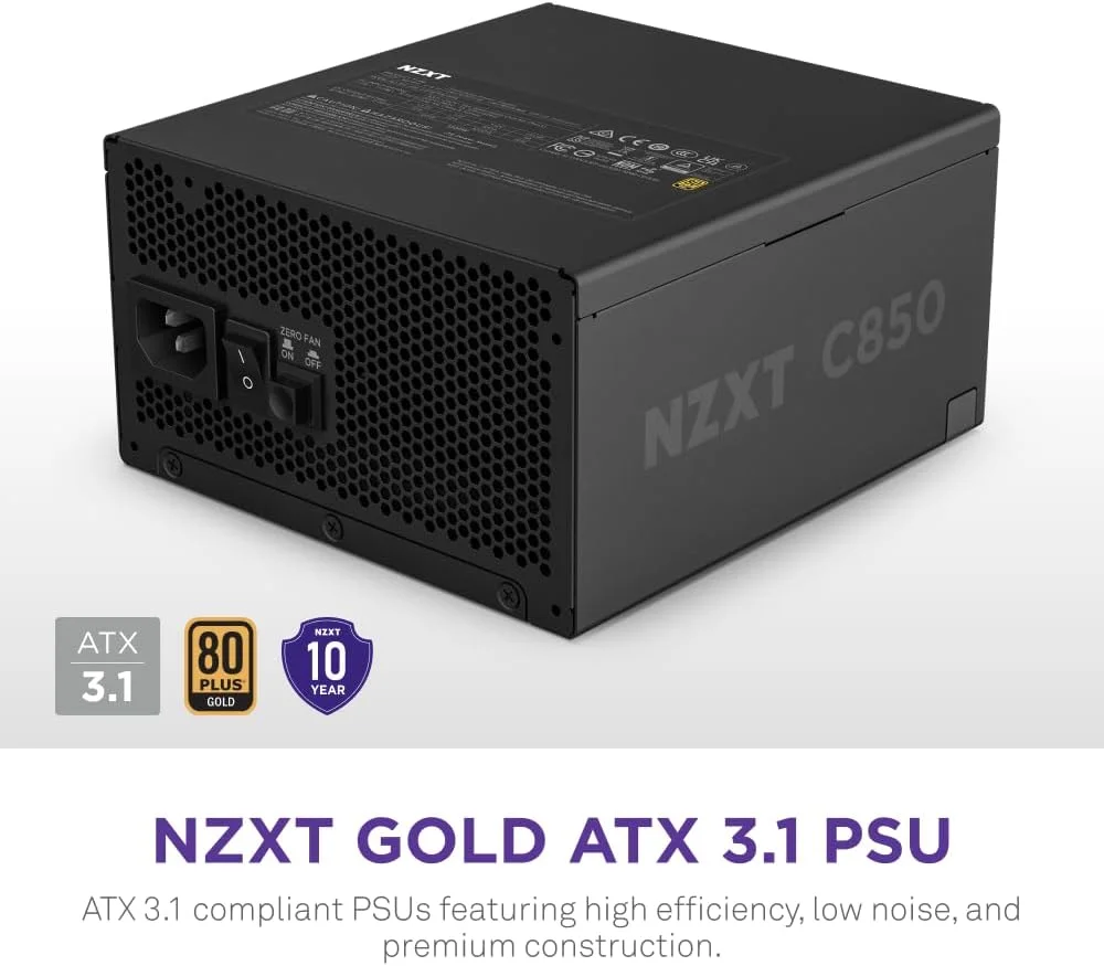 منبع تغذیه کامپیوتر گیمینگ NZXT C1000 Gold ATX 3.1 - کاملاً ماژولار و کم صدا - 1000 وات - 80 PLUS Gold - کانکتور 12V-2x6 - حالت Zero Fan - خازن های 100% ژاپنی - مشکی منبع تغذیه کامپیوتر گیمینگ NZXT C1000 Gold ATX 3.1 - کاملاً ماژولار و کم صدا - 1000 وات - 80 PLUS Gold - کانکتور 12V-2x6 - حالت Zero Fan - خازن های 100% ژاپنی - مشکی