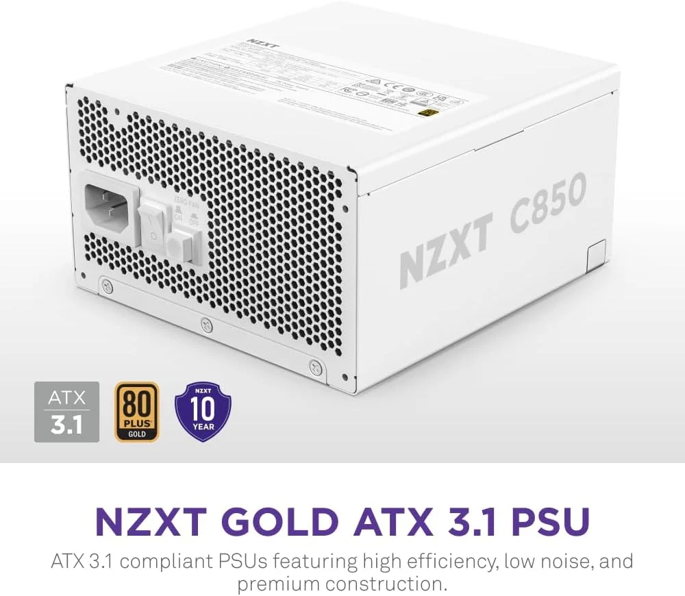 منبع تغذیه کامپیوتر گیمینگ NZXT C850 Gold ATX 3.1 - کاملاً ماژولار، کم صدا - 850 وات - 80 پلاس گلد - کانکتور 12V-2x6 - حالت Zero Fan - خازن های 100% ژاپنی - سفید منبع تغذیه کامپیوتر گیمینگ NZXT C850 Gold ATX 3.1 - کاملاً ماژولار، کم صدا - 850 وات - 80 پلاس گلد - کانکتور 12V-2x6 - حالت Zero Fan - خازن های 100% ژاپنی - سفید