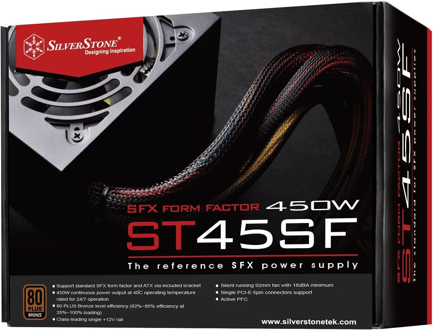 منبع تغذیه کامپیوتر 450 وات SilverStone SST-ST45SF v 3.0 - سری SFX، 80 Plus Bronze، فن کم صدا 92 میلی متری منبع تغذیه کامپیوتر 450 وات SilverStone SST-ST45SF v 3.0 - سری SFX، 80 Plus Bronze، فن کم صدا 92 میلی متری