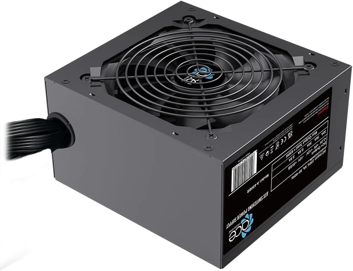 منبع تغذیه 650 واتی ایس پاور، منبع تغذیه سوییچینگ ATX، منبع تغذیه کامپیوتر رومیزی، فن بی صدا 120 میلی متری، 8 پین (4+4) 12 ولت، 6+2 پین PCI-E، 6x SATA منبع تغذیه 650 واتی ایس پاور، منبع تغذیه سوییچینگ ATX، منبع تغذیه کامپیوتر رومیزی، فن بی صدا 120 میلی متری، 8 پین (4+4) 12 ولت، 6+2 پین PCI-E، 6x SATA