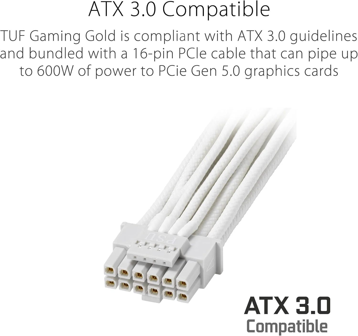 منبع تغذیه 1000 واتی TUF Gaming Gold White Edition (سازگار با ATX 3.1، کاملاً ماژولار، دارای گواهینامه 80+ Gold، قطعات با درجه نظامی، بلبرینگ دوگانه، پوشش PCB، 10 سال) منبع تغذیه 1000 واتی TUF Gaming Gold White Edition (سازگار با ATX 3.1، کاملاً ماژولار، دارای گواهینامه 80+ Gold، قطعات با درجه نظامی، بلبرینگ دوگانه، پوشش PCB، 10 سال)