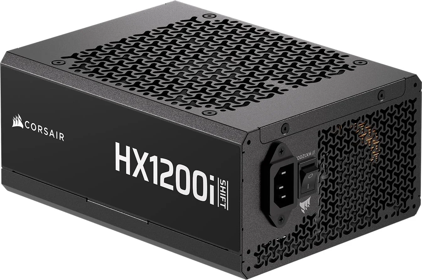 منبع تغذیه کامپیوتر کرسیر HX1000i SHIFT مدل ATX با طراحی کاملا ماژولار – دارای هاب داخلی iCUE LINK System، کابل 12V-2x6، استاندارد ATX 3.1 و PCIe 5.1، کانکتورهای نصب شده در کنار، گواهینامه Cybenetics Platinum – رنگ مشکی