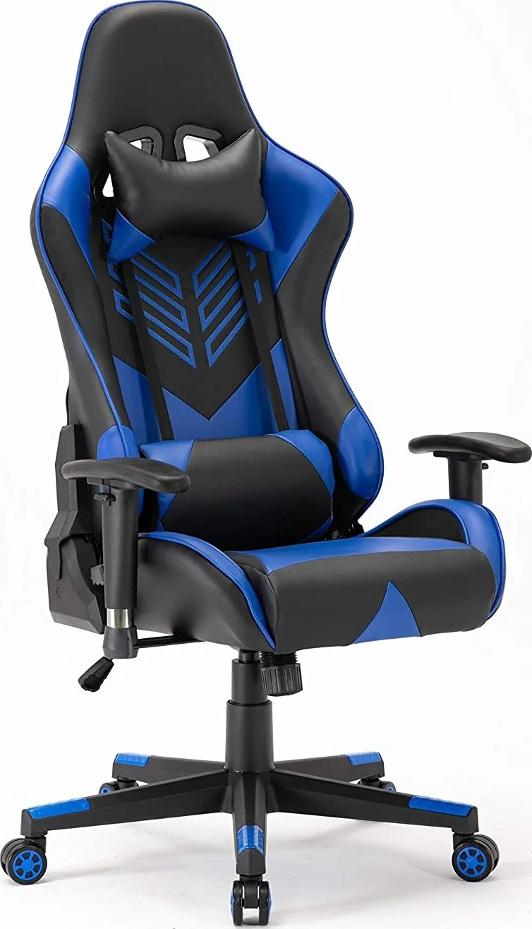 صندلی گیمینگ Urbanwave (سئول-آبی) - صندلی گیمینگ مسابقه ای با بالشتک سر و کوسن کمری