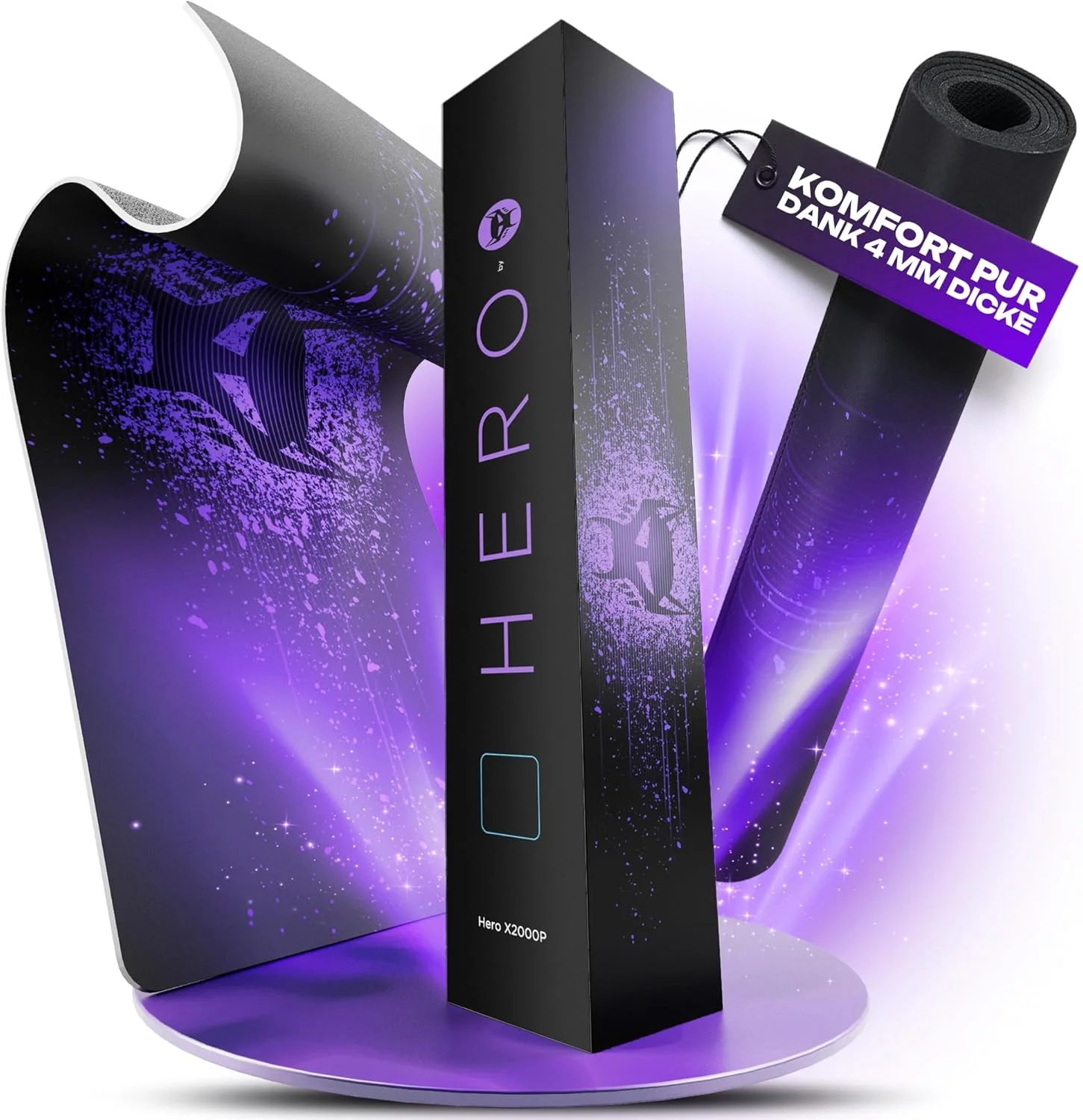 پد ماوس گیمینگ BEASTCOM Hero X2000P بنفش - پد ماوس XL (900x400 میلی متر) پایه لاستیکی ضد لغزش، سر خوردن آسان، مواد سازگار با محیط زیست، لبه های بدون درز - زیرانداز رومیزی