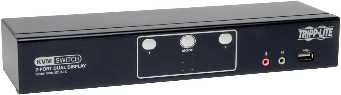 سوئیچ KVM دو مانیتوره DVI دو پورت Tripp Lite با هاب USB 2.0 و کابل (B004-2DUA2-K)